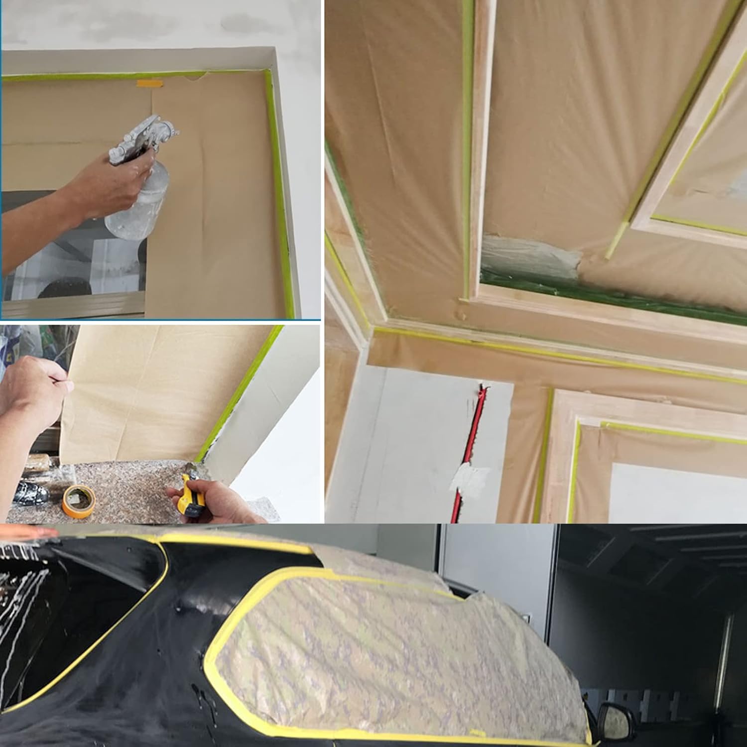AZH Rollo de papel de pintura precintado para pintar y cubrir, 18 pulgadas x 50 pies, rollo de papel de pintura automotriz para cubrir protección de
