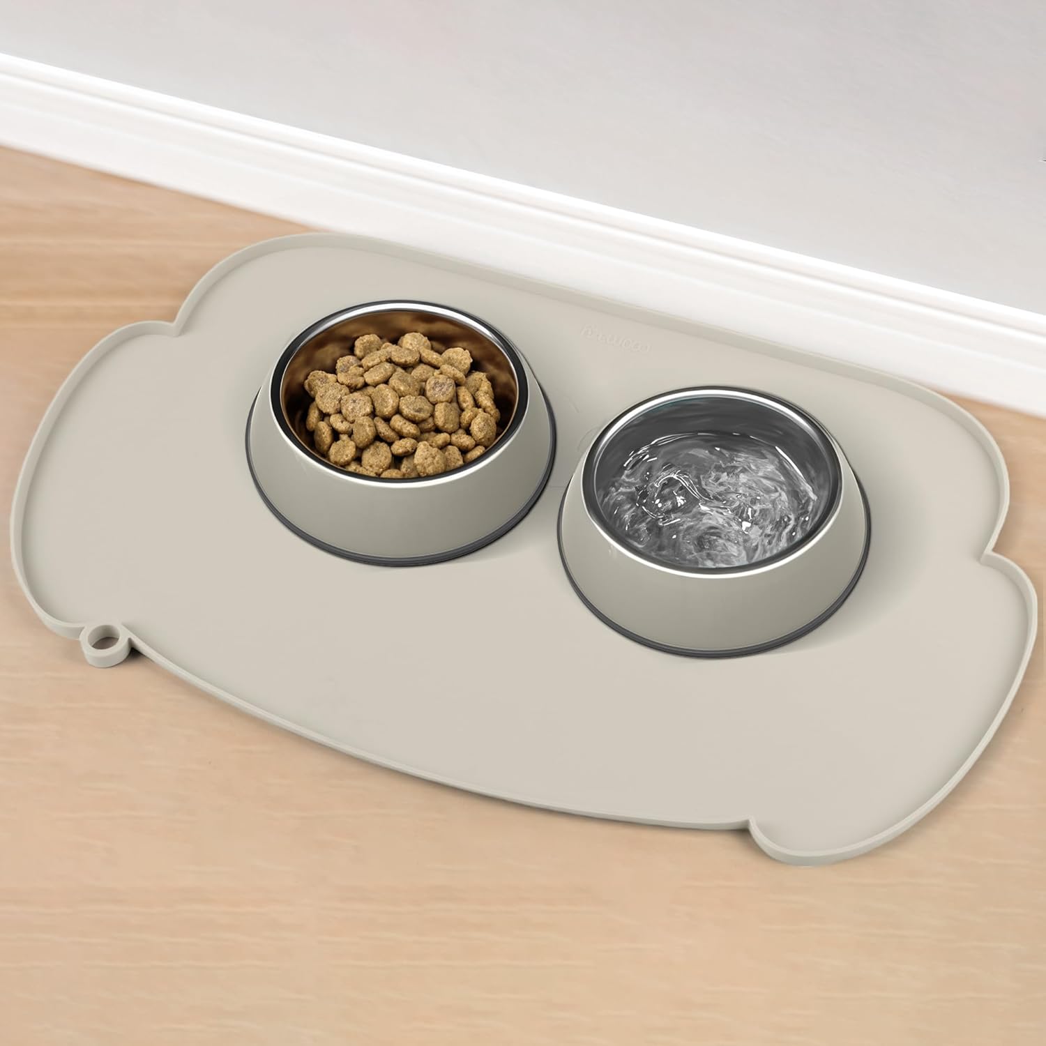 Coomazy Tapete de comida para perros y gatos, tapete de silicona para mascotas ampliado y grueso, borde elevado para evitar fugas de alimentos y