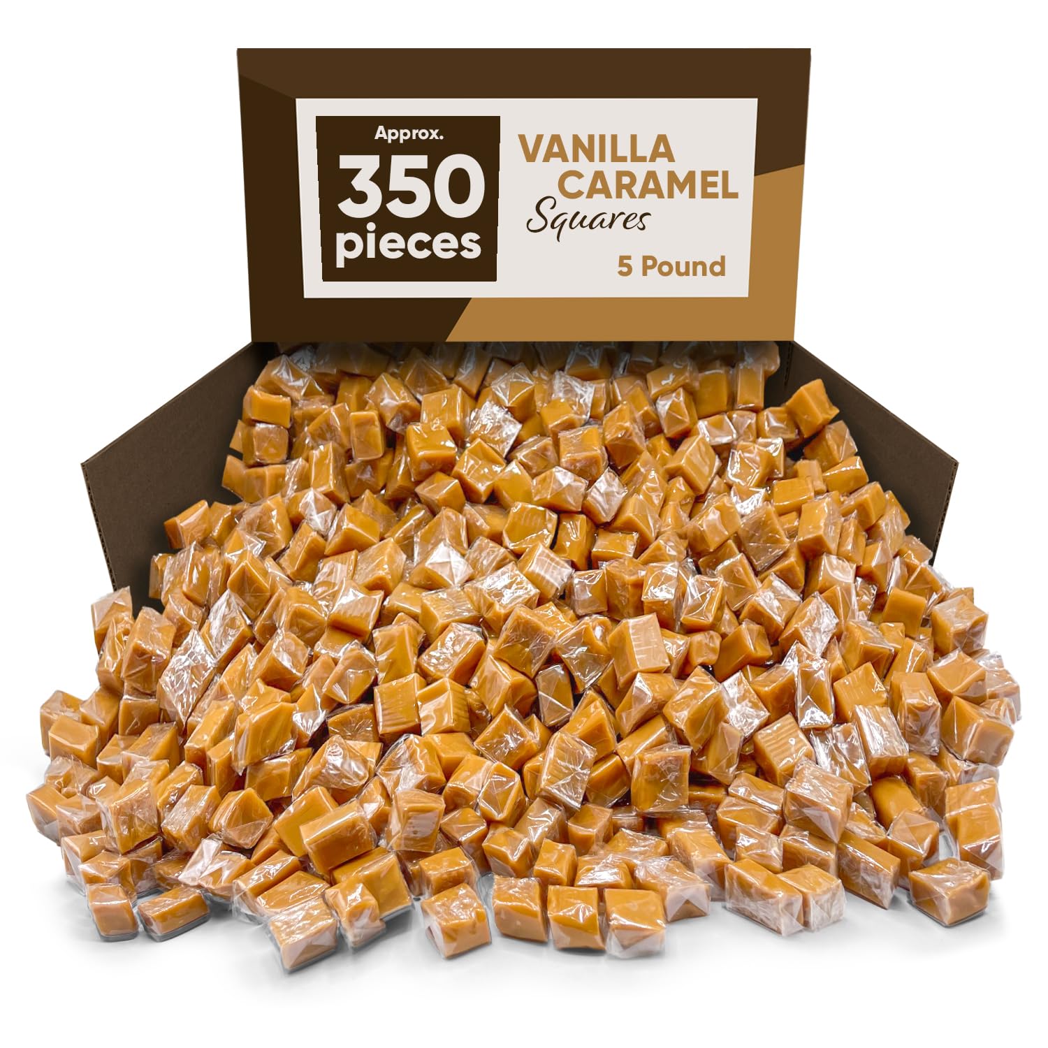 Caramelos cuadrados de caramelo de vainilla envueltos individualmente, 5 libras aproximadamente 350 caramelos derretidos, dulces de Navidad,