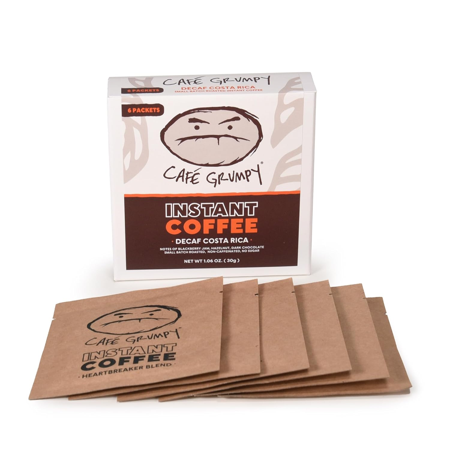 Café Grumpy – Café instantáneo de una sola porción – Descafeinado procesado con agua suiza – Tostado medio – Sabor a granos arábica molidos frescos