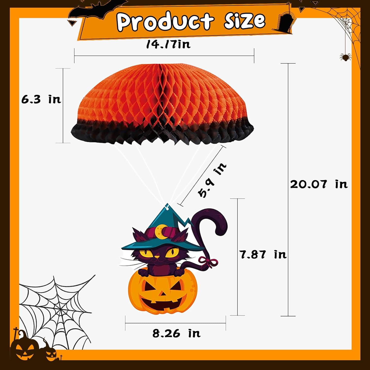 Adornos colgantes de Halloween para exteriores, adornos colgantes grandes de Halloween para árbol, 3 adornos de bola de panal de abeja de Halloween,