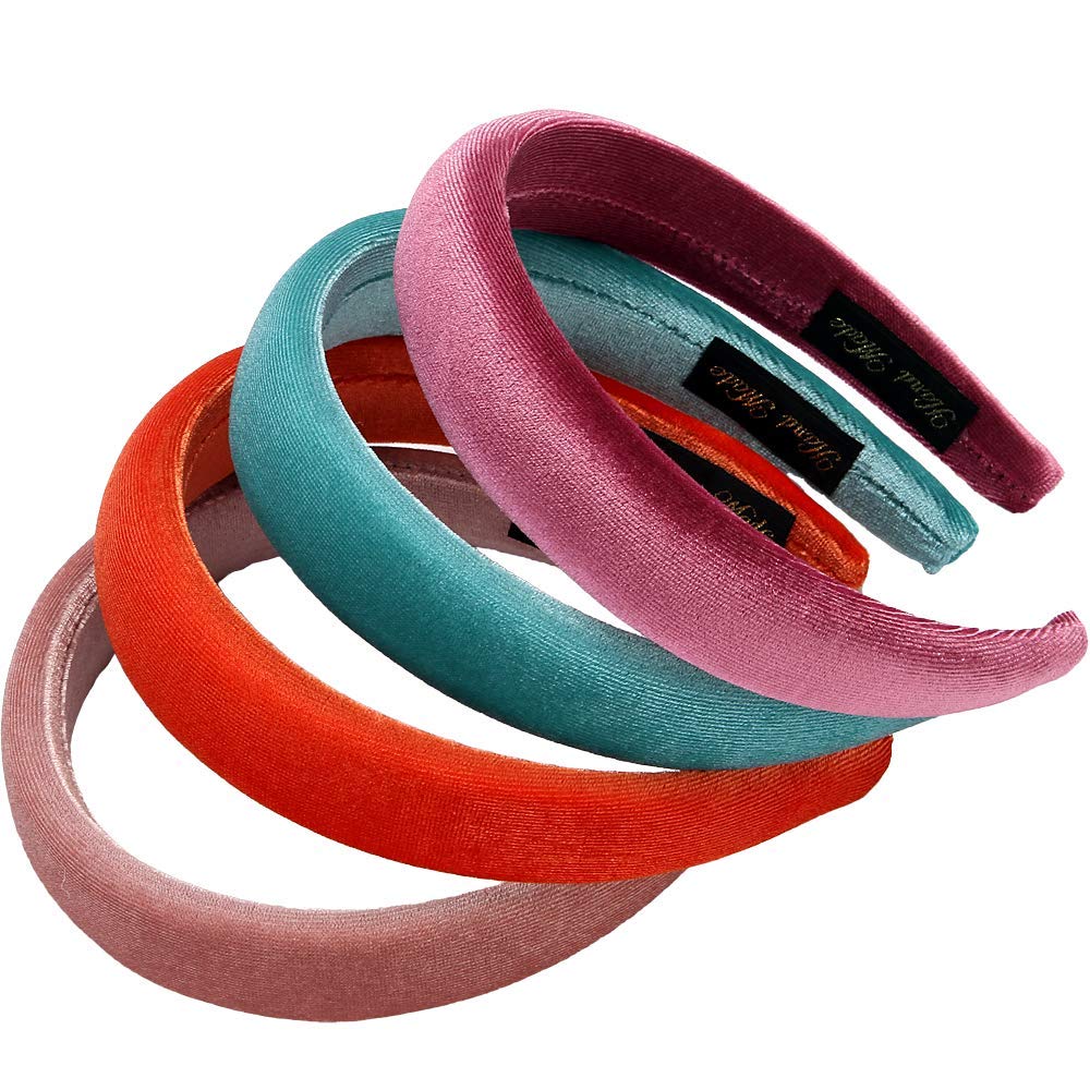 LONEEDY 8 diademas duras, esponja de terciopelo de 1.2 pulgadas, diademas gruesas para el cabello, accesorios para el cabello para mujeres (esponja