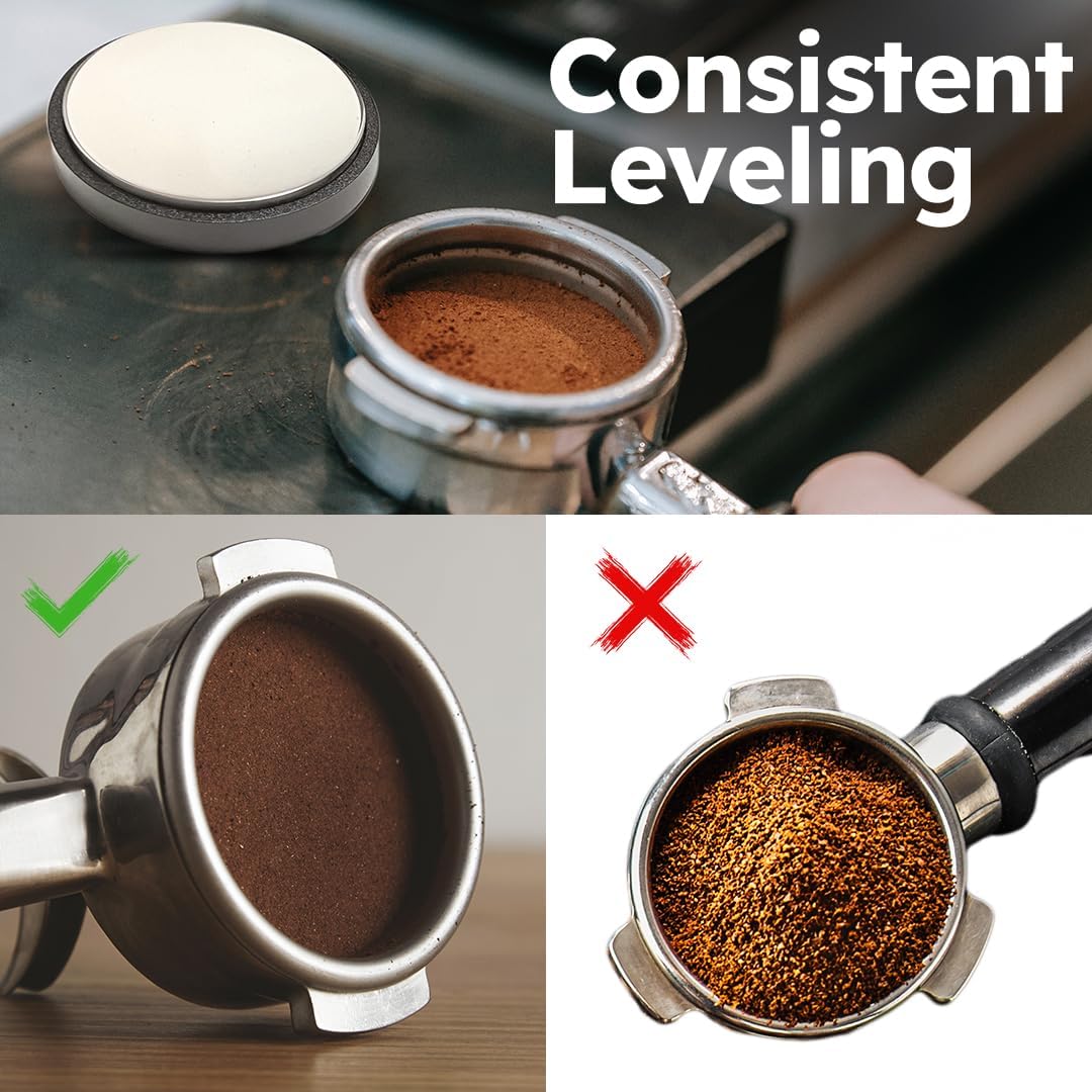 Espresso Tamper 2.283 in, distribuidor profesional de café y manipulador de mano, profundidad ajustable para todos los portafiltros de espresso de