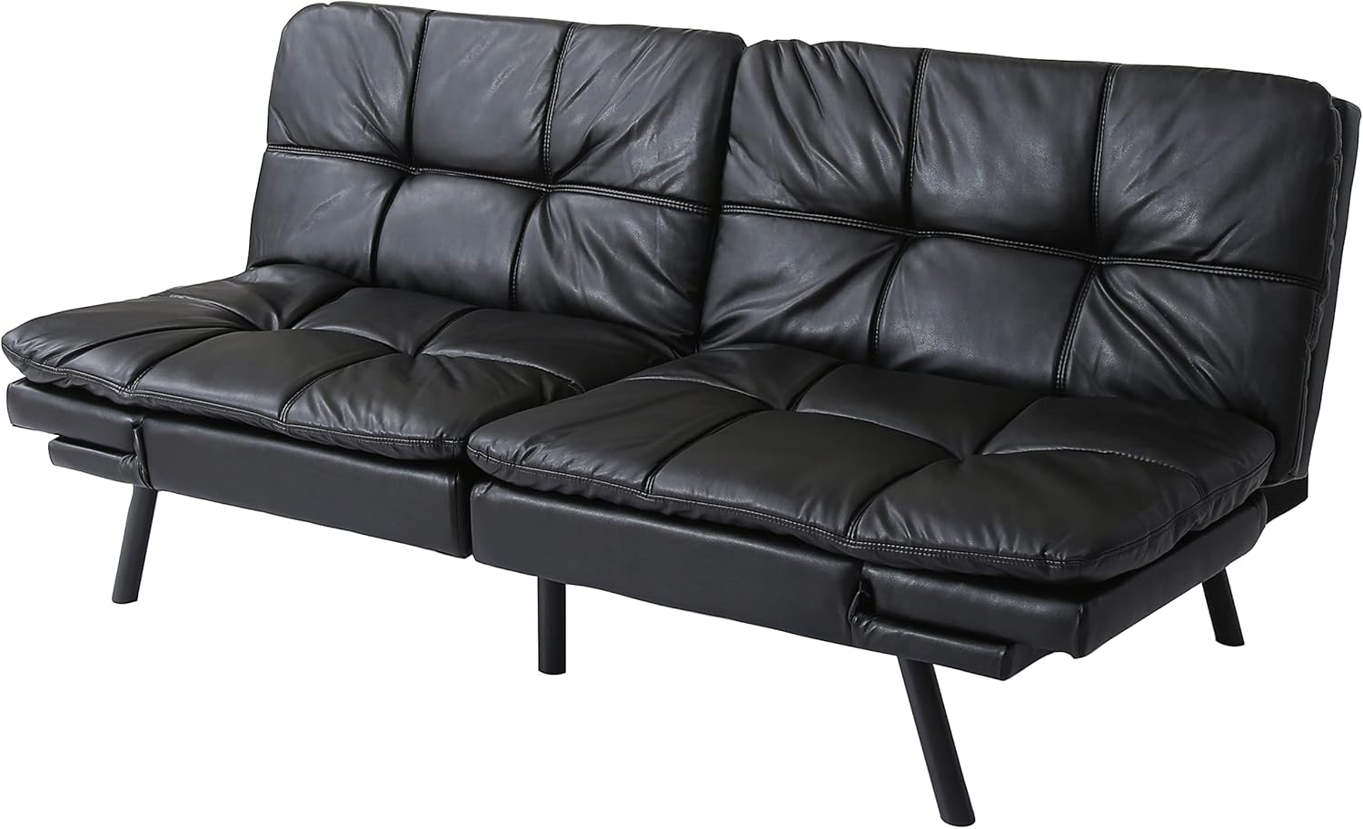 Sofá cama futón de espuma viscoelástica, moderno sofá cama plegable con reposabrazos y respaldo ajustables rápidamente para apartamento estudio,
