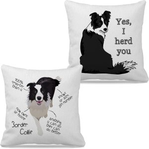 Border Collie – Juego de 2 fundas de almohada de 18 x 18 pulgadas, decoración de perro Border Collie para el hogar, dormitorio, sala de estar, Border Collie – Juego de 2 fundas de almohada de 18 x 18 pulgadas, decoración de perro Border Collie para el hogar, dormitorio, sala de estar,