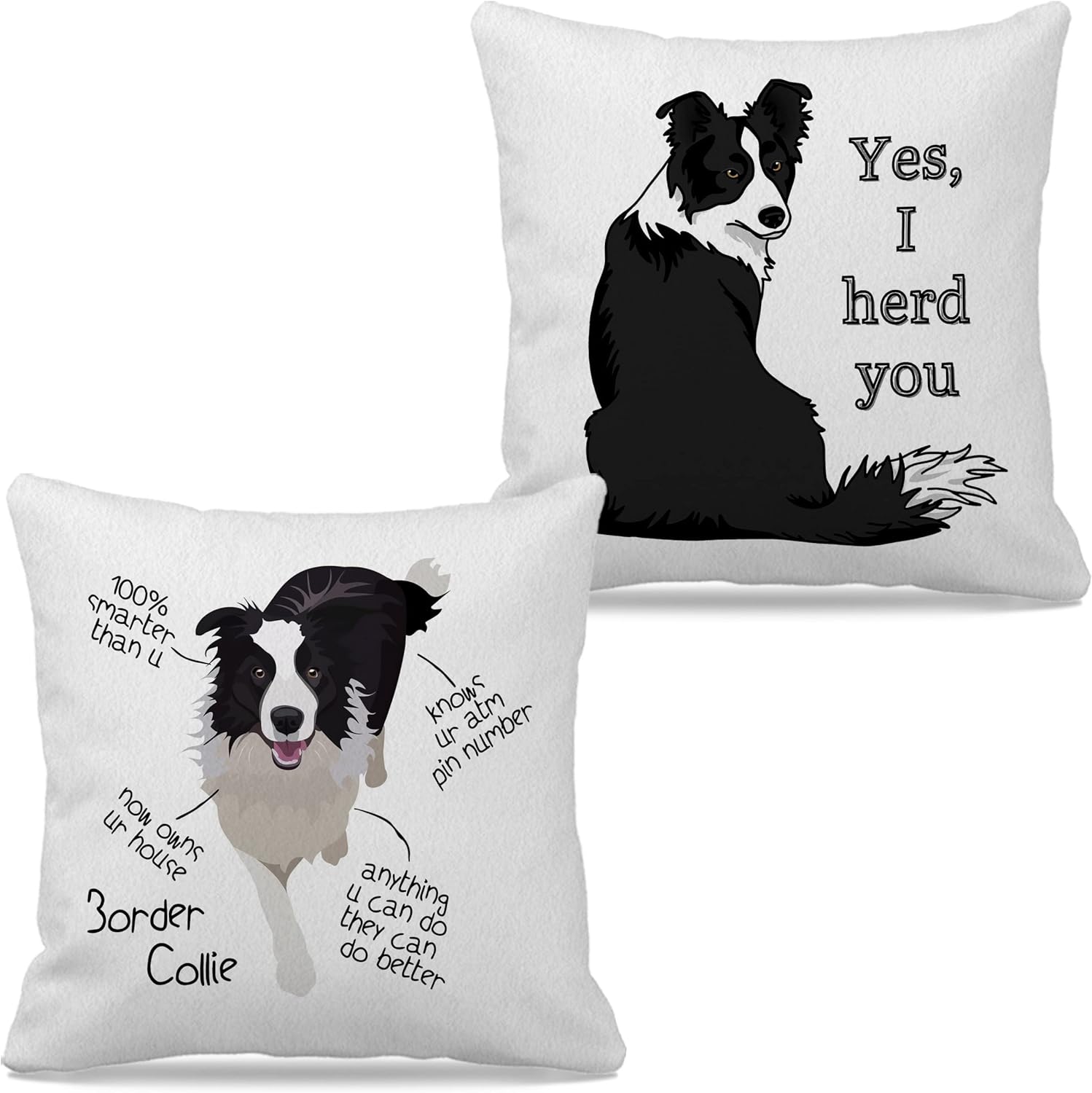 Border Collie – Juego de 2 fundas de almohada de 18 x 18 pulgadas, decoración de perro Border Collie para el hogar, dormitorio, sala de estar,