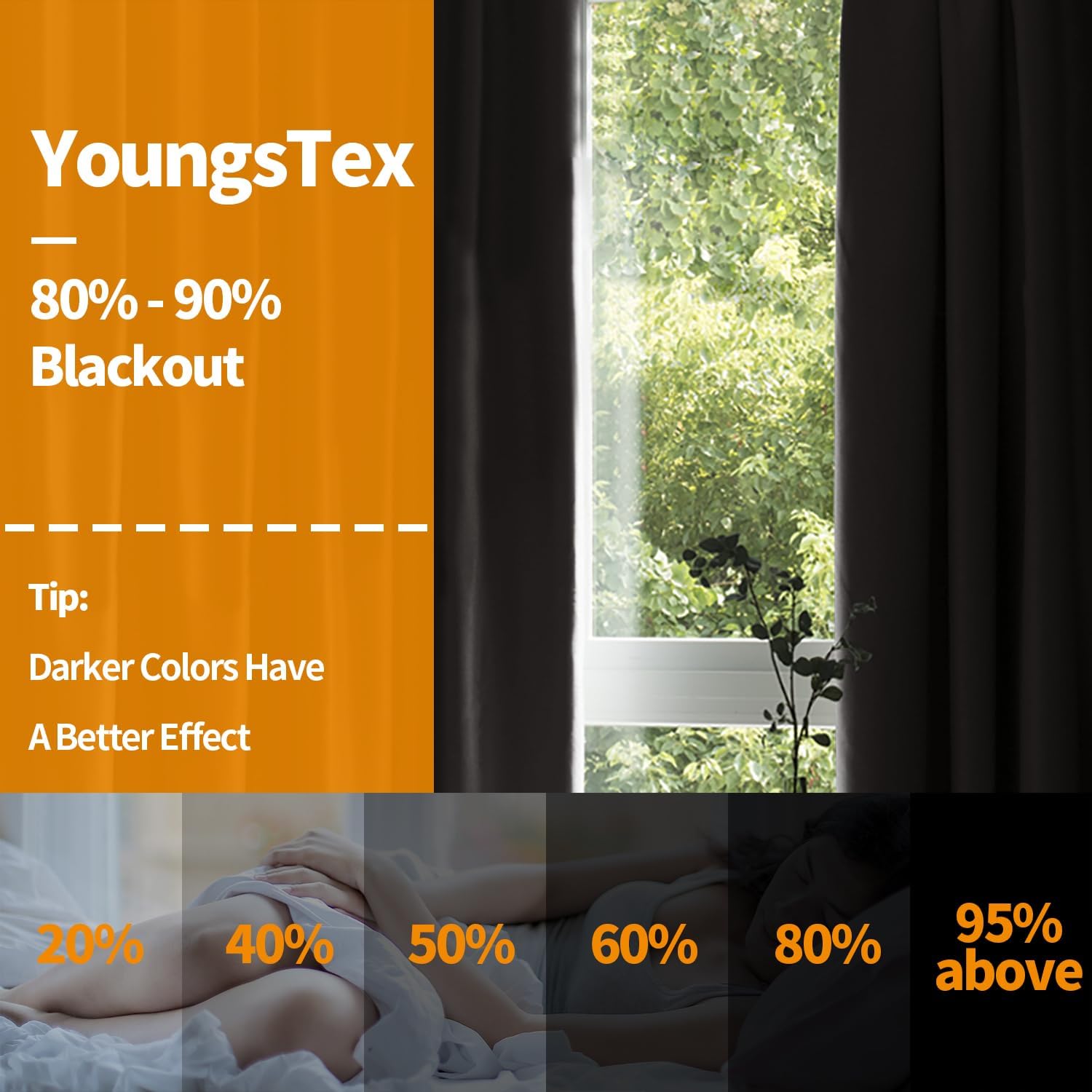 YoungsTex Cortinas opacas para dormitorio, con aislamiento térmico y ojales, cortinas de oscurecimiento y reducción de ruido para sala de estar, 2