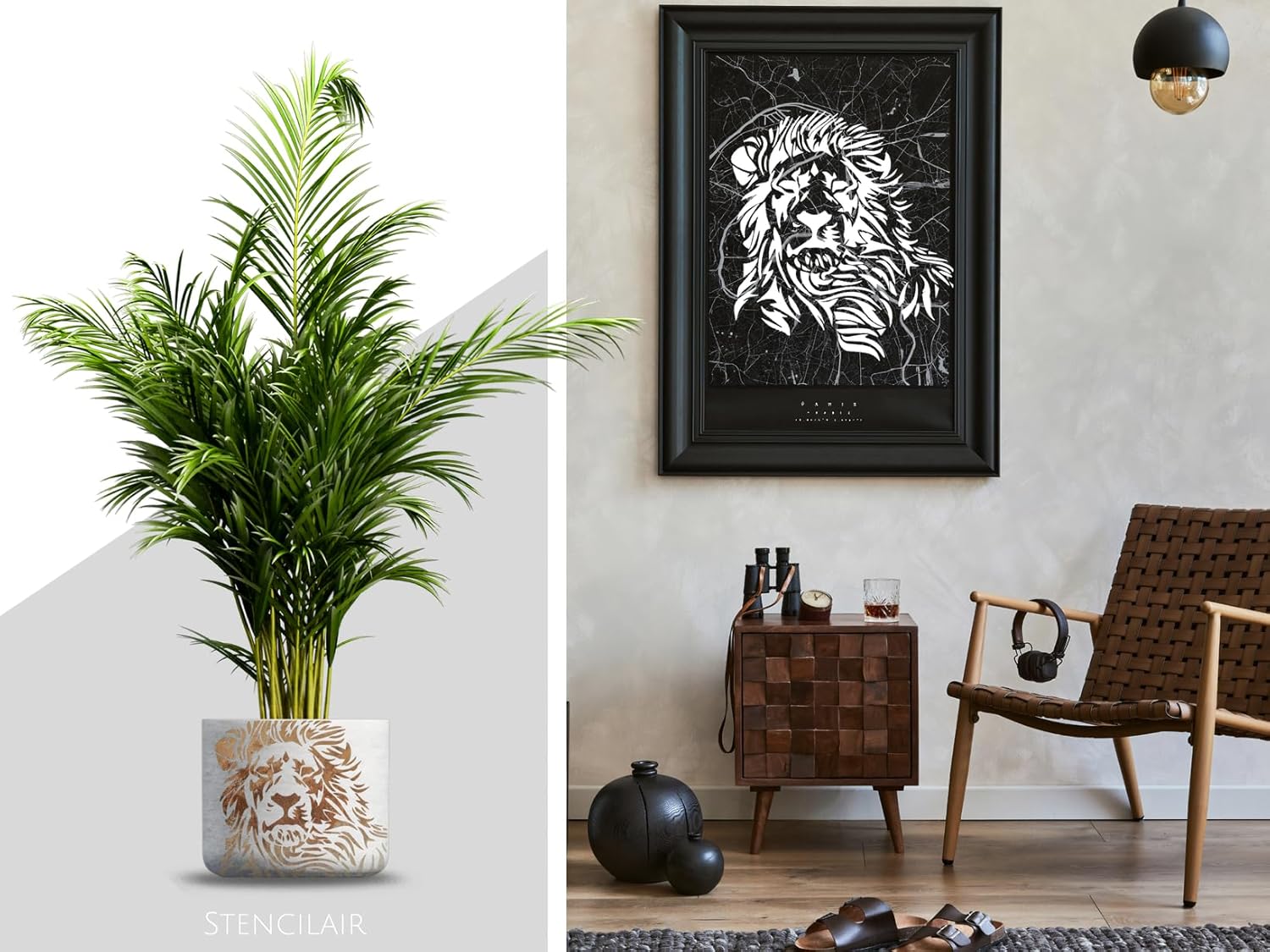 Plantilla de plantilla de cabeza de león de 10 x 10 pulgadas, plantillas reutilizables para pintura y manualidades, plantilla de león, plantilla de