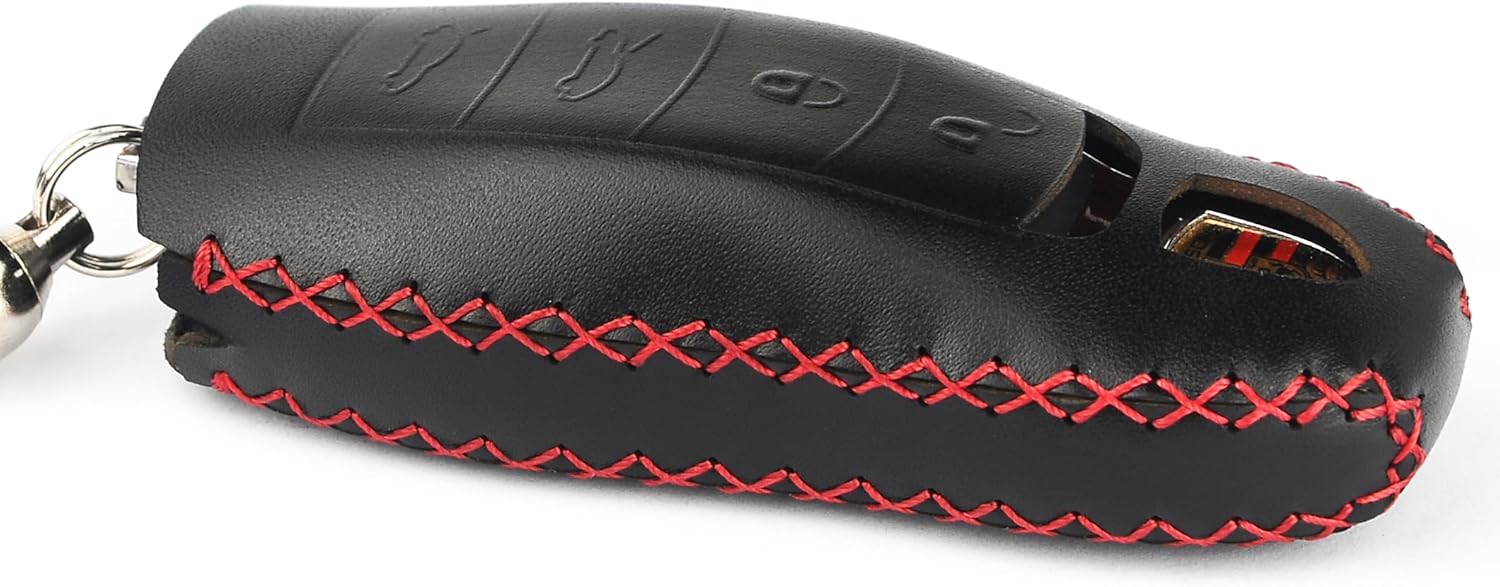 Cadtealir Funda de piel italiana para llavero compatible con Boxster Turbo Porsche Cayenne Panamera Macan Cayman 911