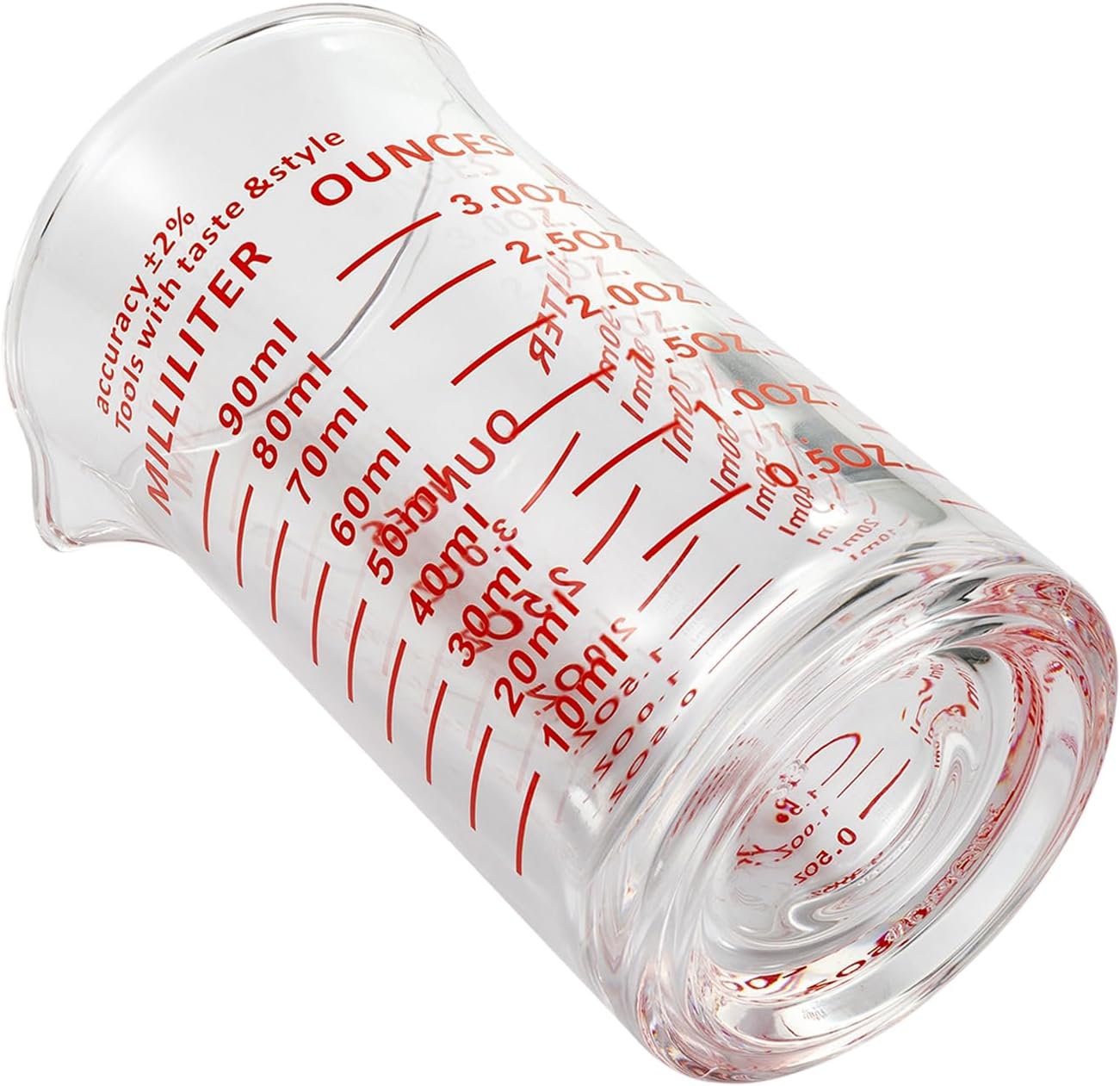 Vaso de medición de vidrio de chupito 3 onzas90ML líquido pesado alto taza de vidrio espresso línea roja