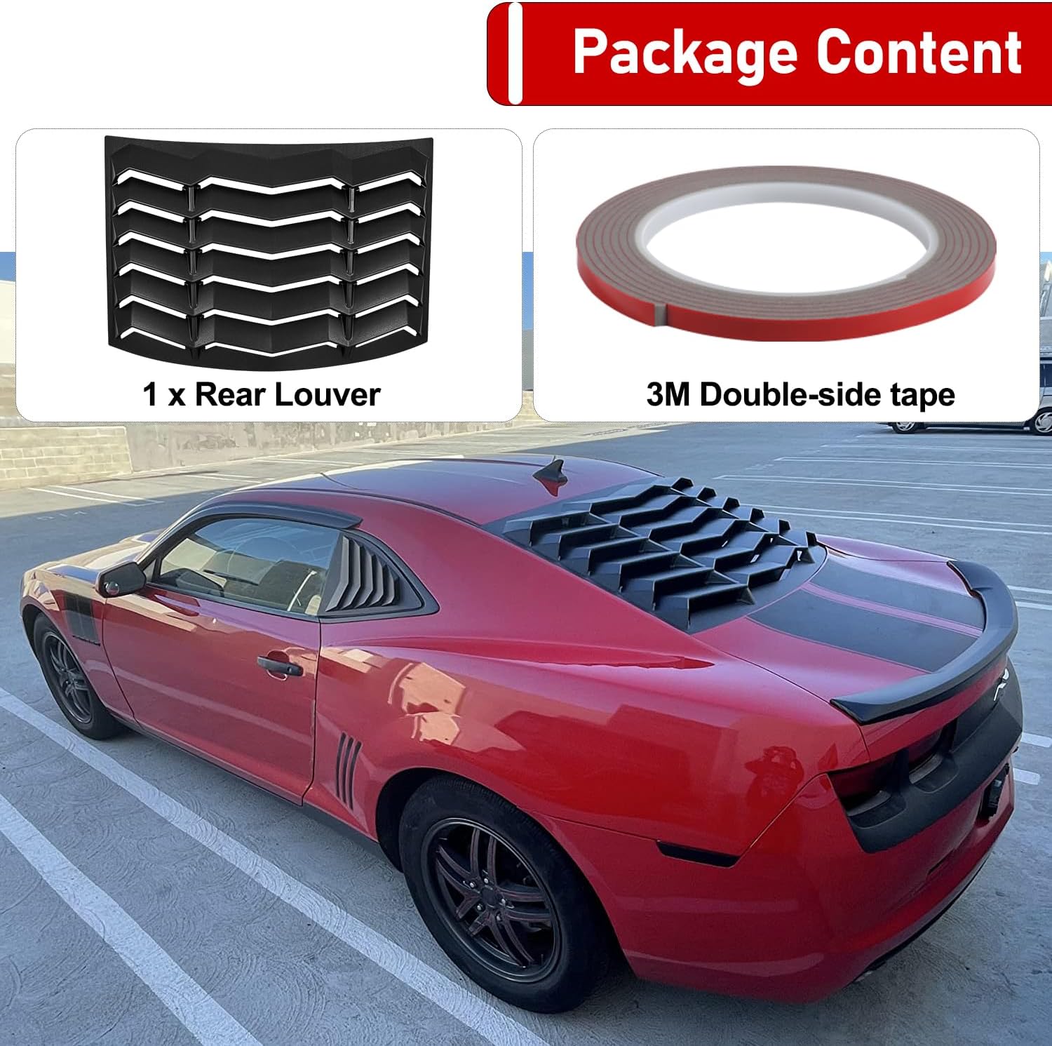 Persianas de ventana trasera para Chevrolet Chevy Camaro 2010 2011 2012 2013 2014 2015 ABS parabrisas cubierta de parasol estilo Lambo negro mate