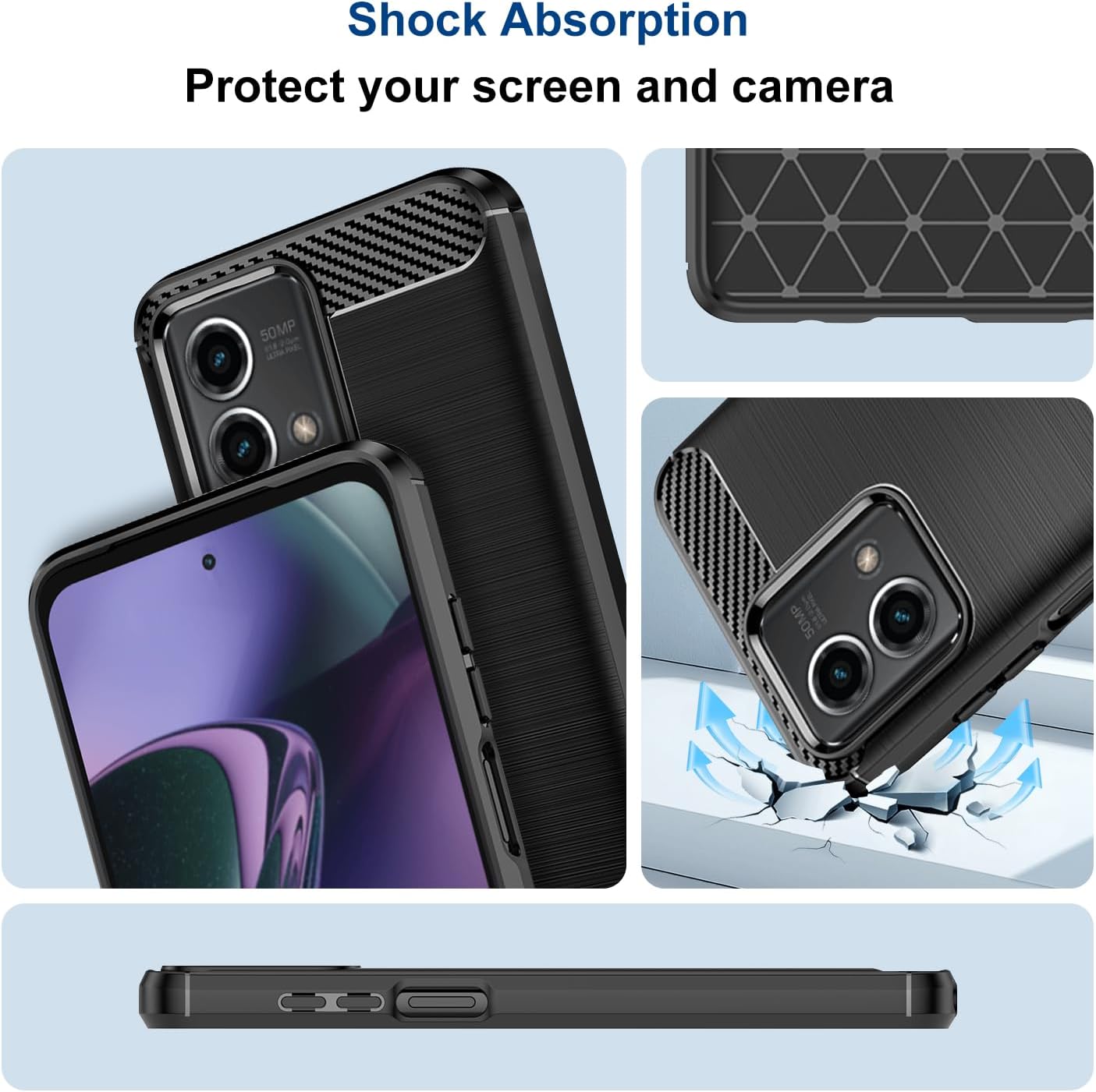 Qiinogow Funda compatible con Motorola Moto G Stylus 5G 2023, funda delgada para teléfono con absorción de golpes, funda protectora de goma TPU de