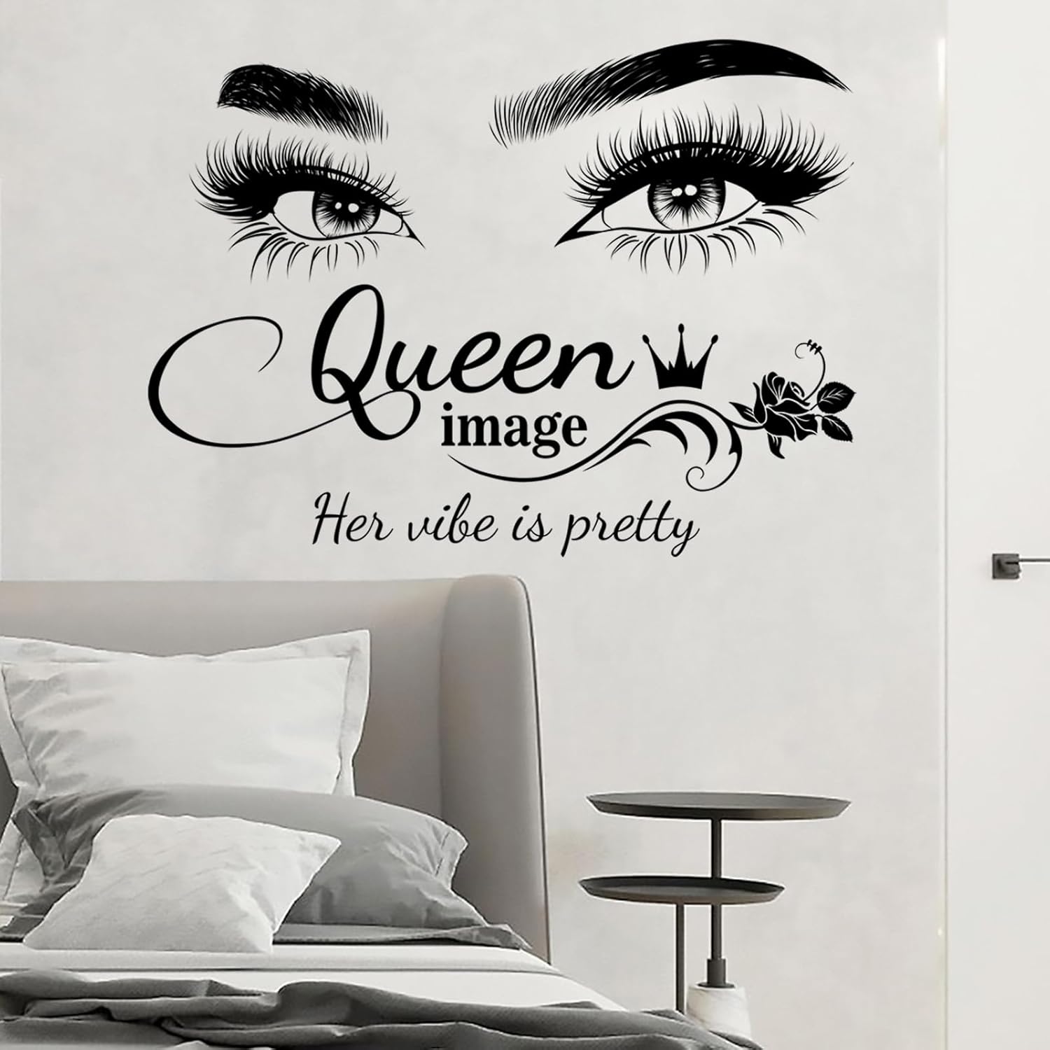Dechom Queen Vibes – Calcomanías de pared con citas inspiradoras, ojos sexys, palabras motivacionales, calcomanías de pared para mujeres y niñas,