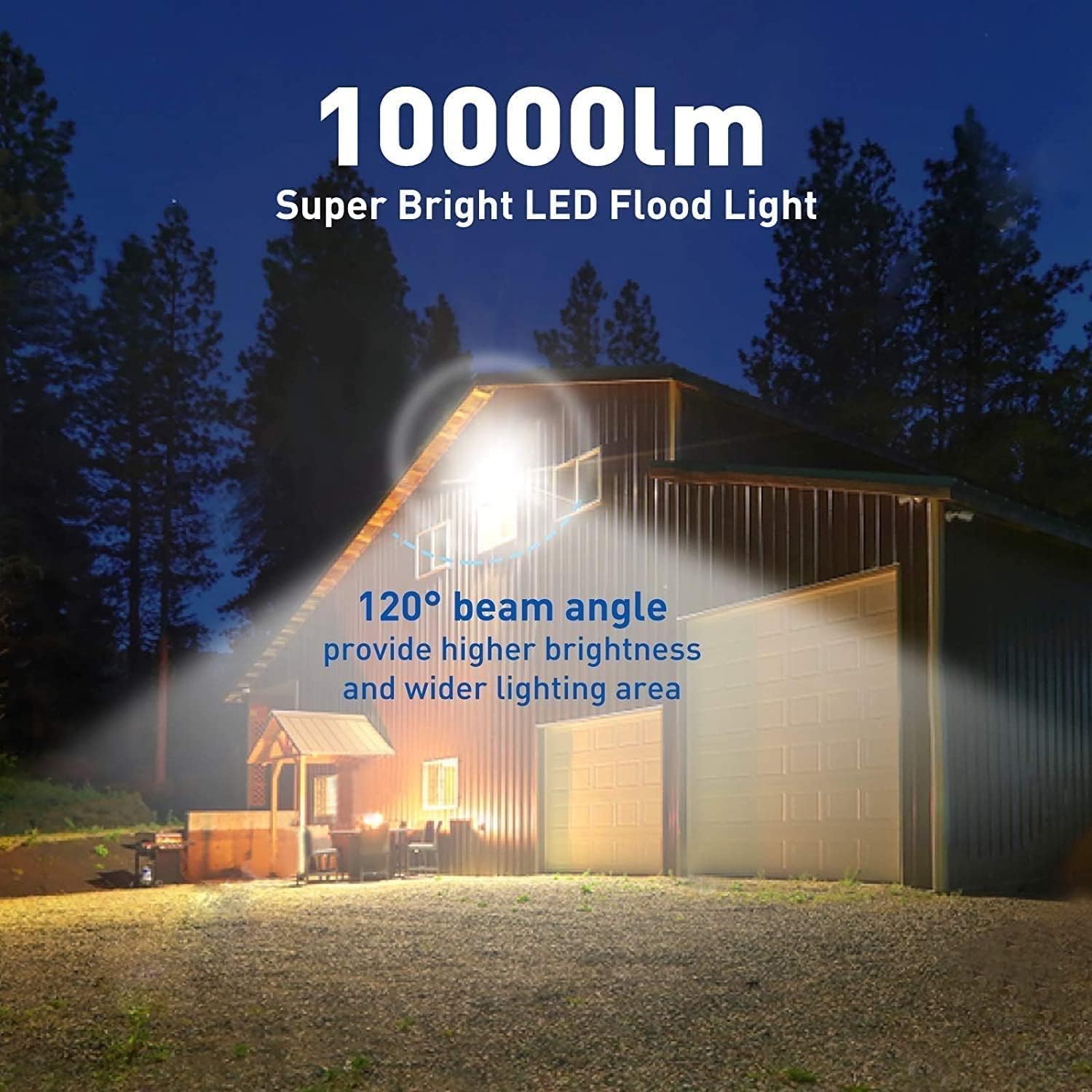 Paquete de 2 luces LED de inundación para exteriores, luz de trabajo LED de 50 W, 5500 lm con enchufe de 6 pies, luces de seguridad exteriores