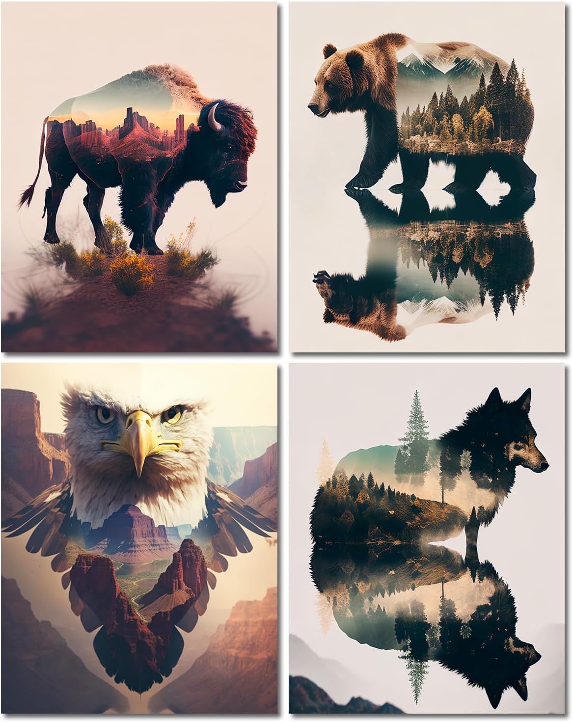 Impresiones artísticas de pared sin marco de 11 x 14 pulgadas, juego de 4 pósteres para decoración estética de habitación, dormitorio, arte moderno