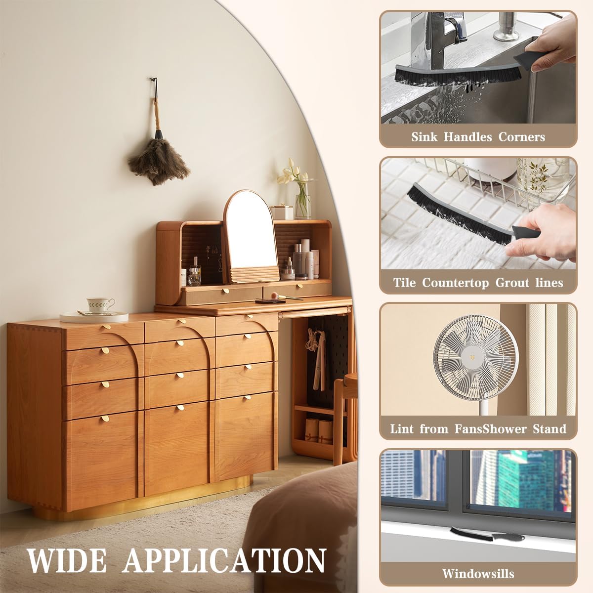 KMOSENIA Cleaning Brush, Hard Bristle Crevice Cleaning Brush, Scrub Brush for Tile Grout Crevice, Toilet, Kitchen, Bathroom, Window Track, Vehicle,