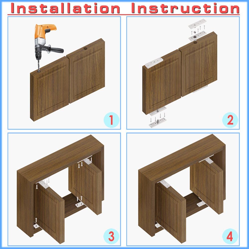 Alise Bisagra giratoria de 4 pulgadas de longitud, bisagra de pivote de puerta de 360 grados, bisagras de eje inferior, acero inoxidable, acabado