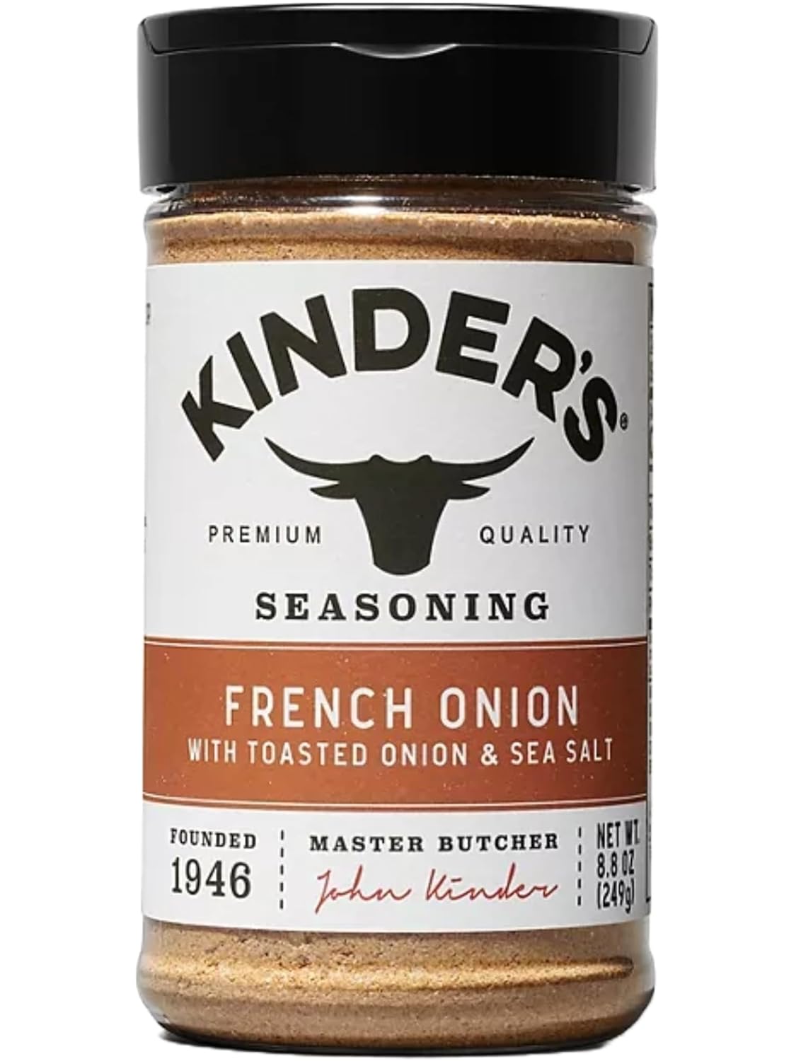 KINDERS – Steakhouse cremoso, cebolla francesa, whisky, manzana, búfalo mantecoso y hierba parmesana son cero calorías, cero grasa, vegano y apto