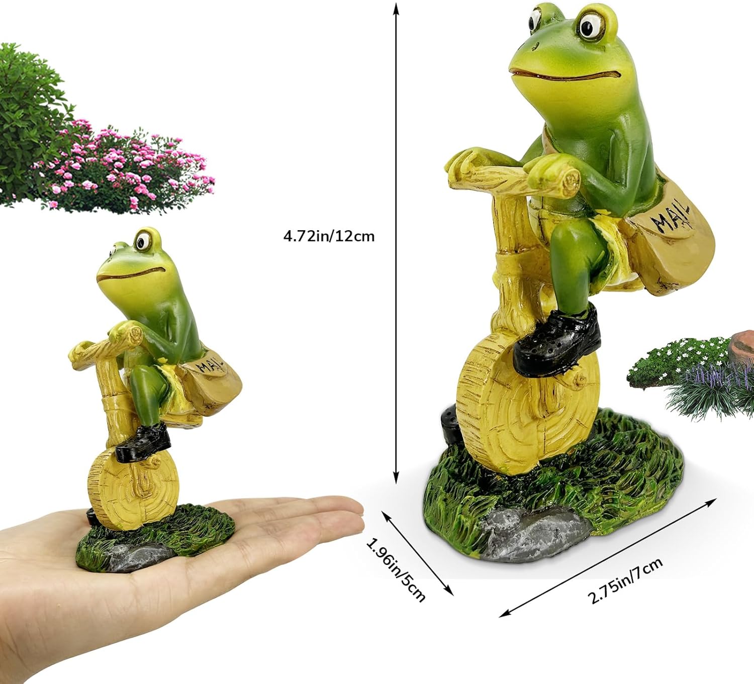 Figuras de rana en miniatura, estatua de escritorio, decoración de dormitorio, divertidas, lindas figuritas de rana cartero para el hogar,