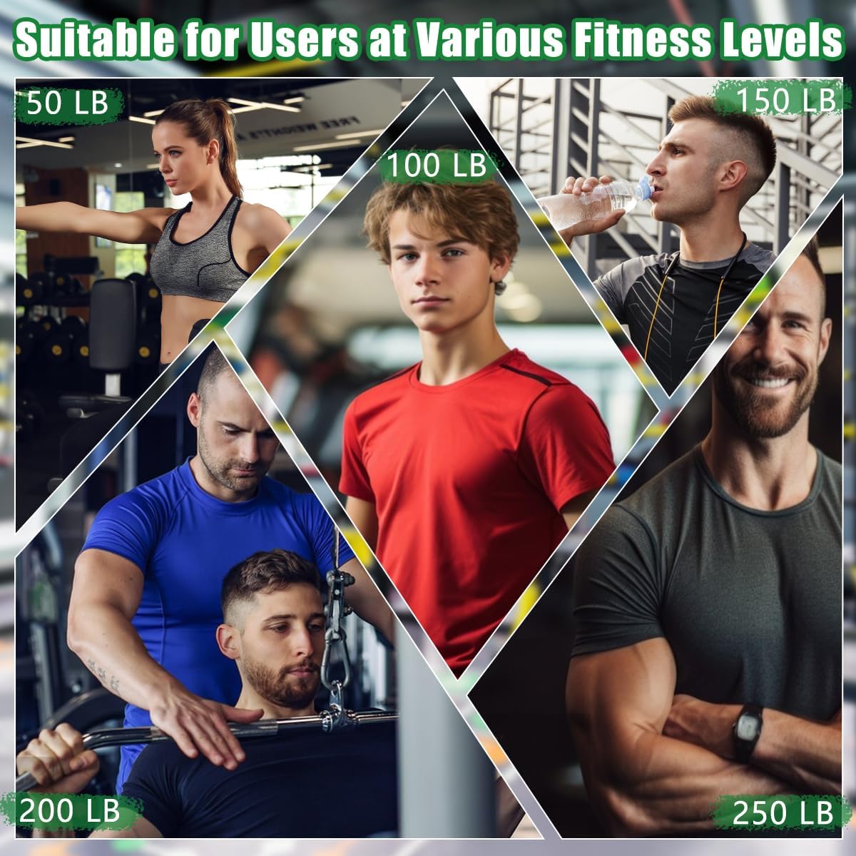 CRAZYBELLY Paquete de 5 fortalecedores de agarre de mano para entrenamiento de fuerza 50100150200250 libras para fortalecer el ejercitador de agarre
