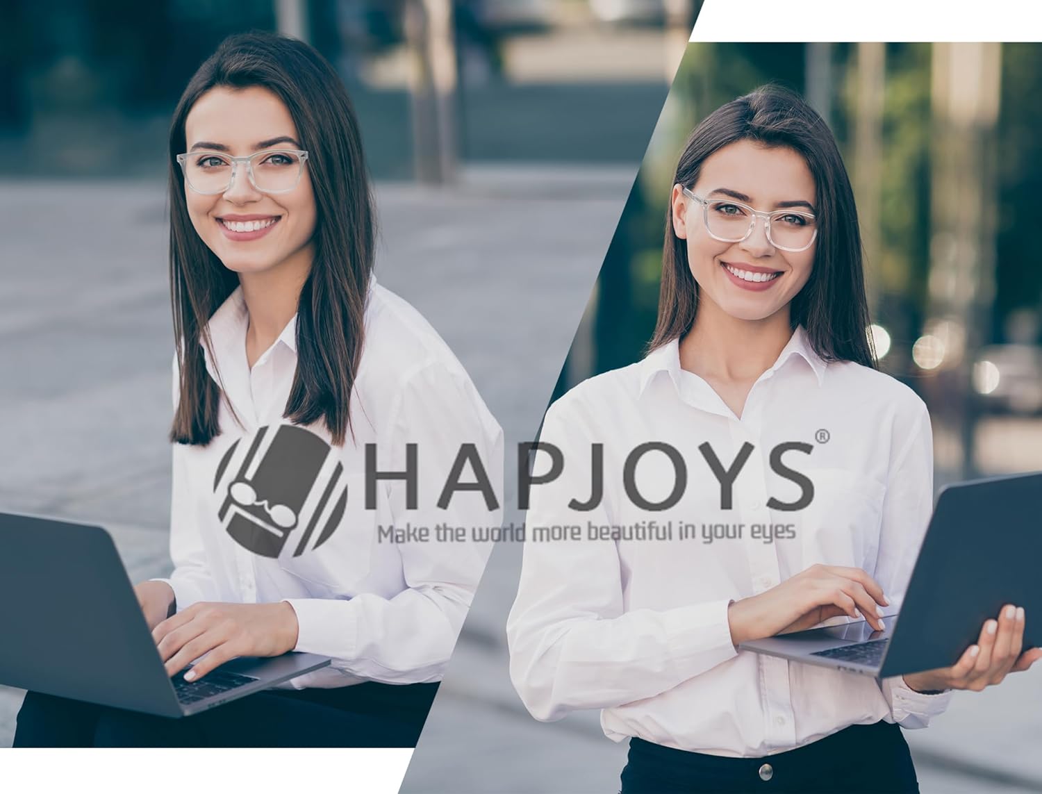 HAPJOYS Gafas de lectura transparentes para mujer, con bloqueo de luz azul, +0.50, lentes de tramposos cuadrados transparentes, paquete de 4