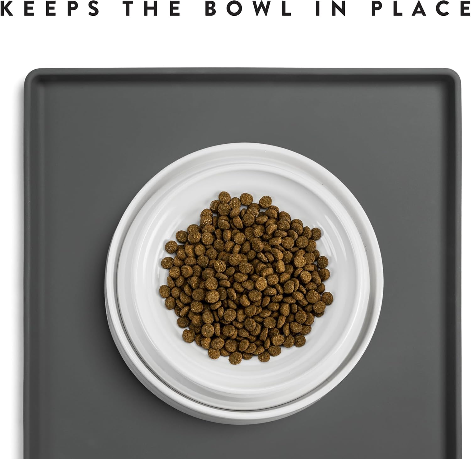 CatGuru Tapete de comida para gatos, tapete de alimentación pequeño y grande, mantel individual de silicona 100% impermeable para mascotas,