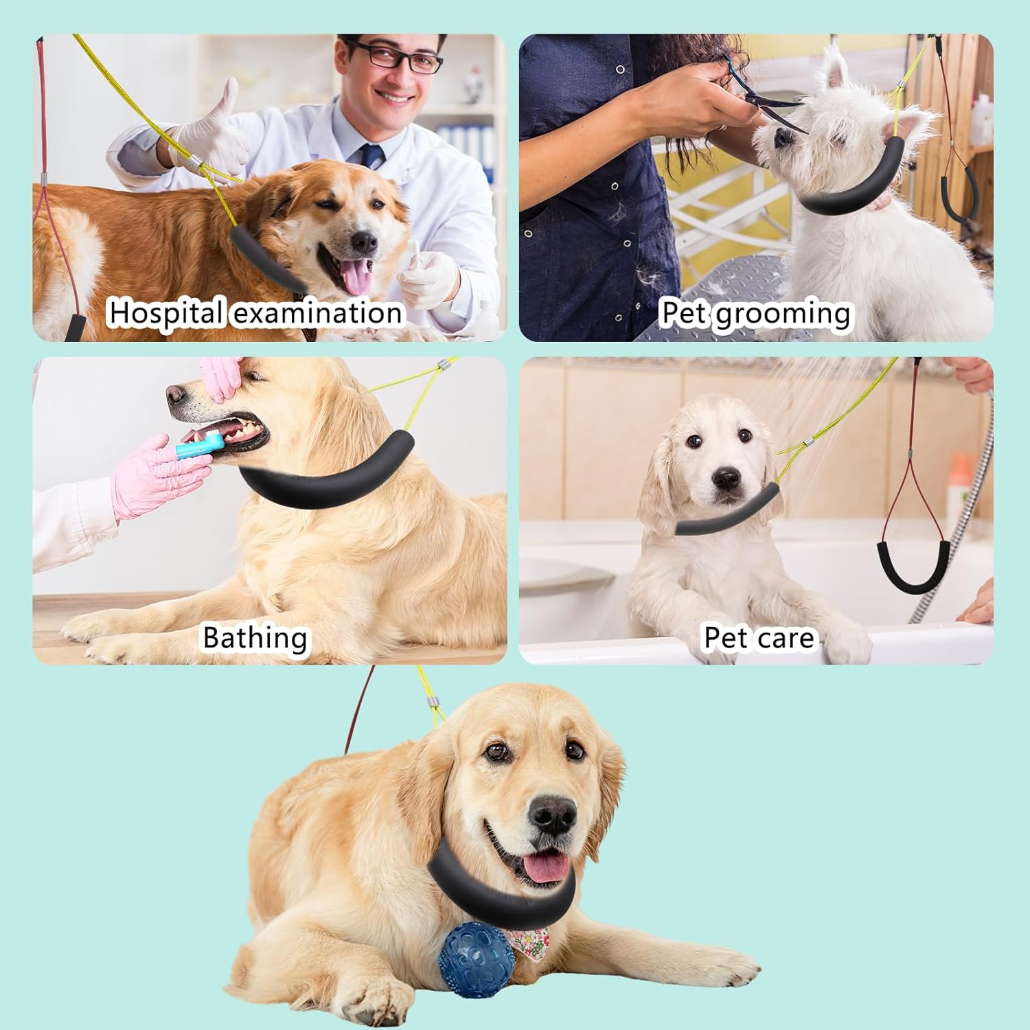 Juego de 3 correas para el vientre para aseo de perros, arnés ajustable para mesa de brazo para perros grandes, baño de mascotas, soporte para