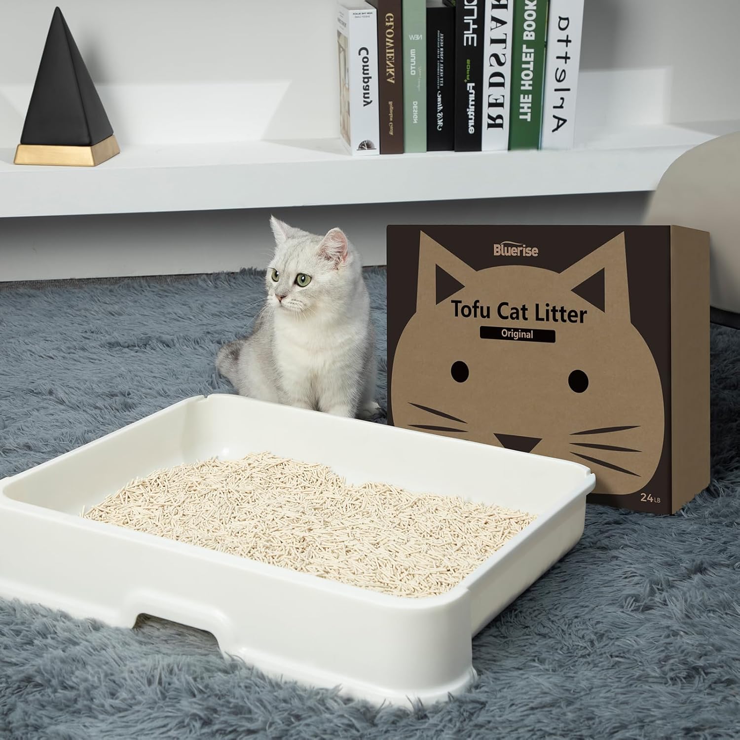 Bluerise Arena para gatos de tofu de 6 libras x 4 pulgadas, sin polvo, para gatos, absorbe rápidamente los olores de los gatos, el inodoro para