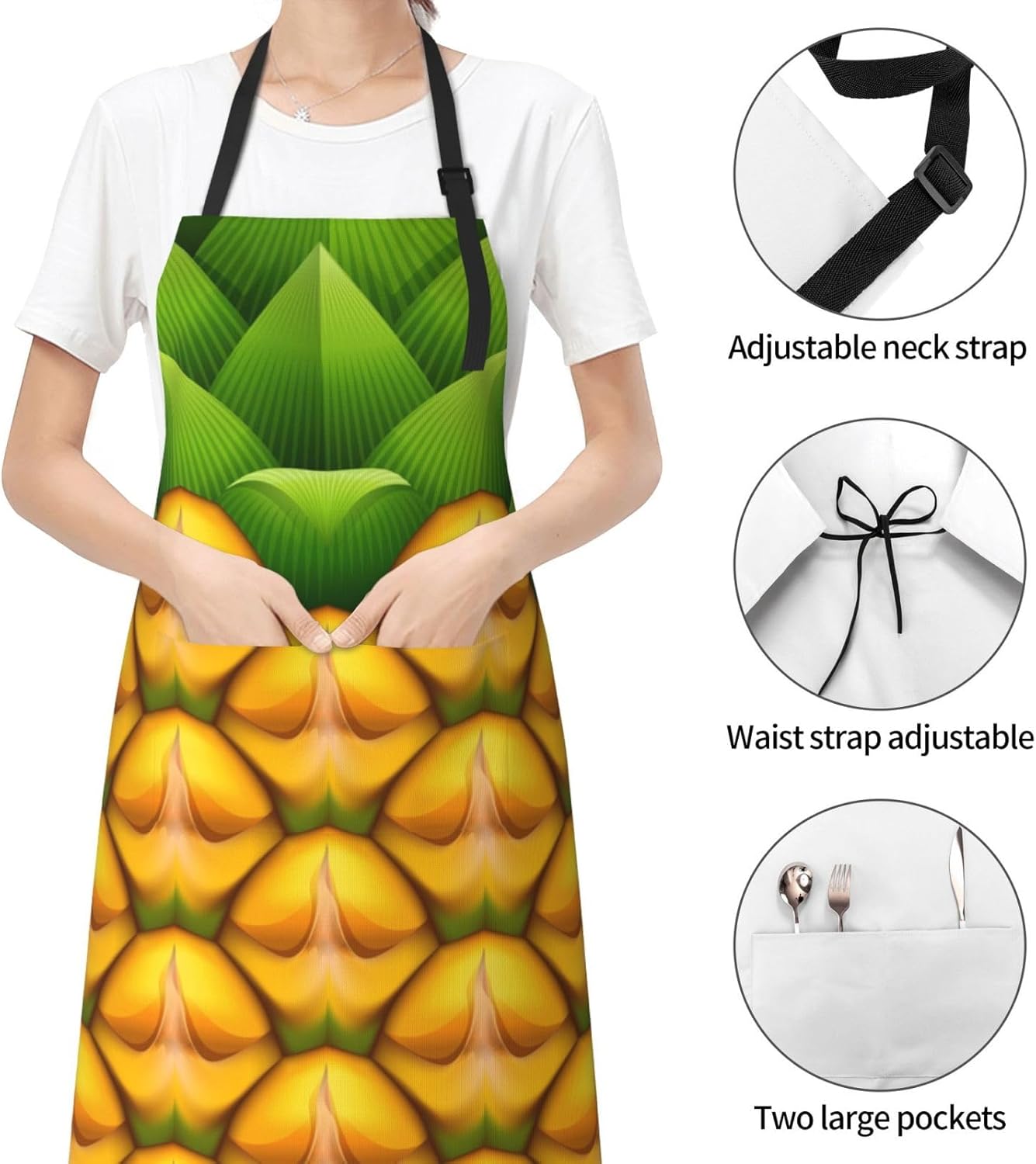 Delantales para mujer con bolsillos, delantal de chef ajustable, correa para el cuello, delantal de cocina impermeable