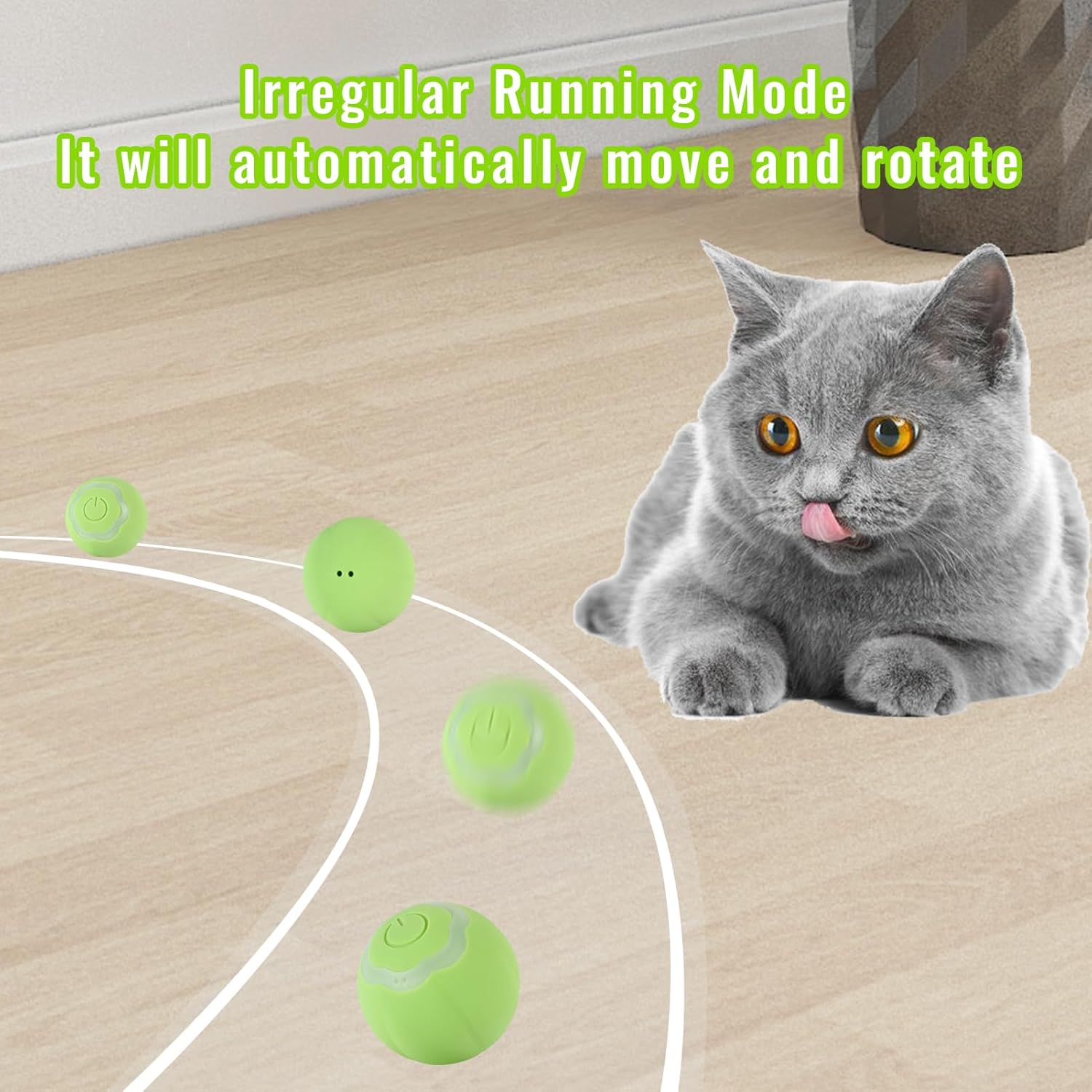 Juguete interactivo inteligente 2.0 para gatos, bola rodante automática con luces coloridas y diseño floral, recargable por USB, activa los