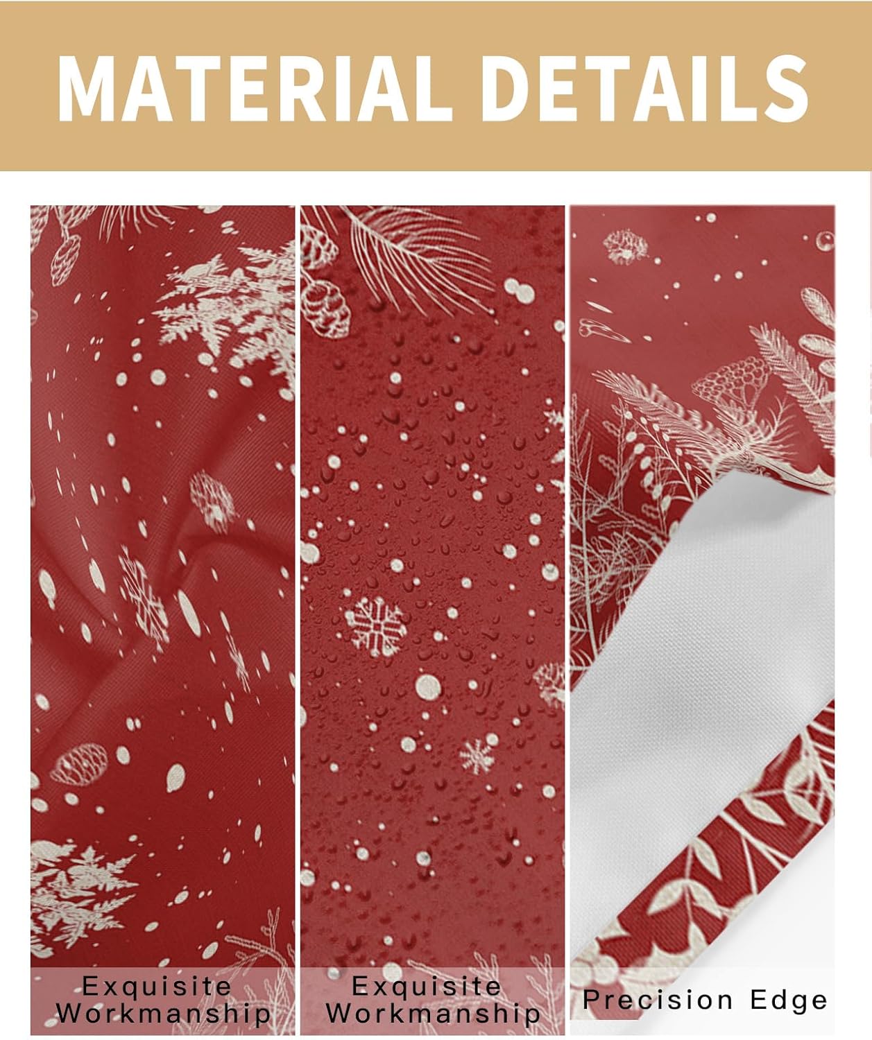 Mantel de Navidad para exteriores con agujero para paraguas, mantel impermeable con cremallera para mesas rectangulares, copos de nieve, árboles