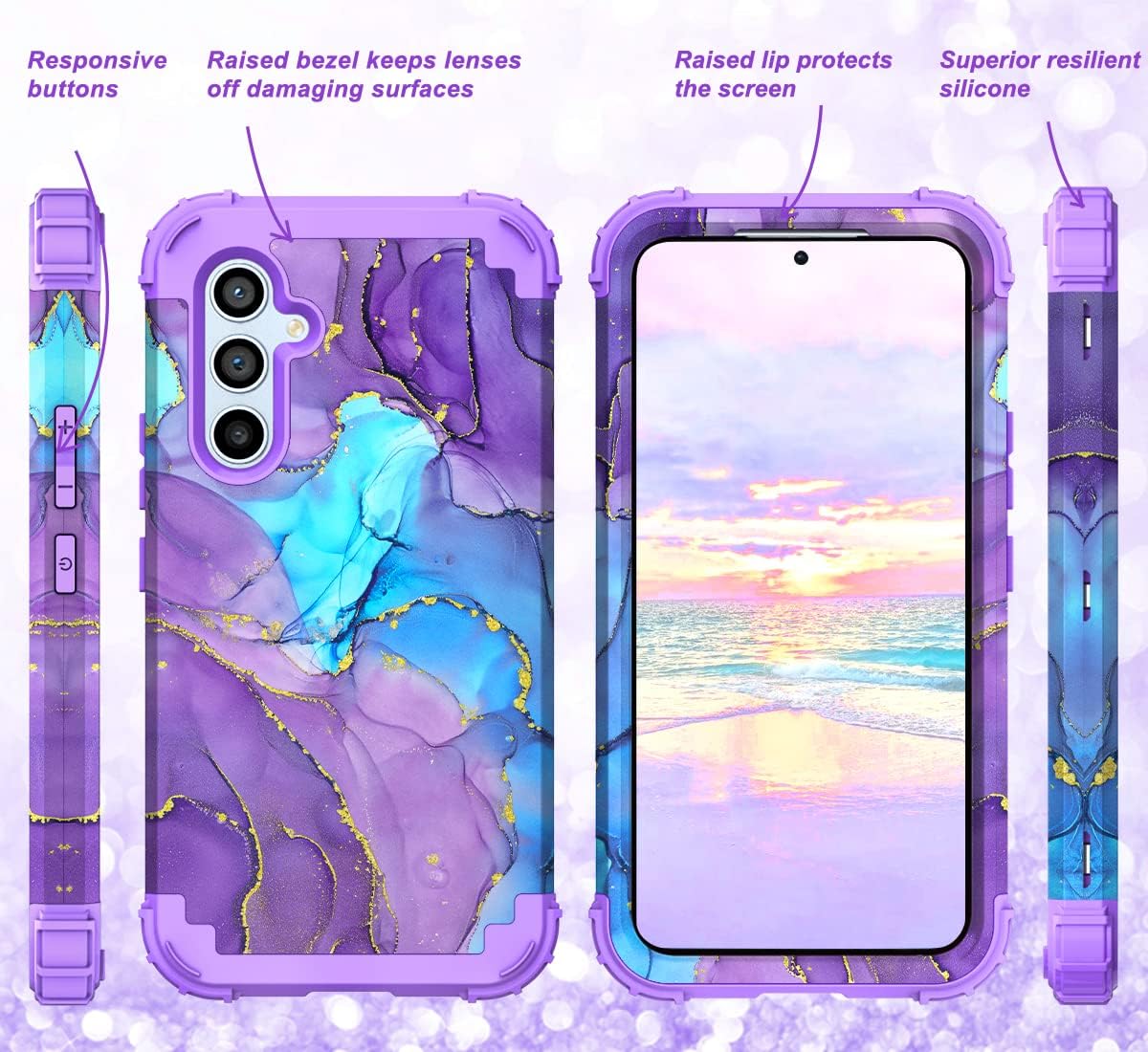 Hocase Funda para Samsung Galaxy A54 5G 2023, protección resistente a prueba de golpes, protección de goma de silicona suave, funda protectora