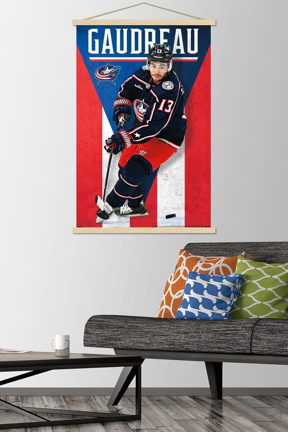 Trends International NHL Columbus Blue Jackets – Johnny Gaudreau 23 Wall Poster with Magnetic Frame