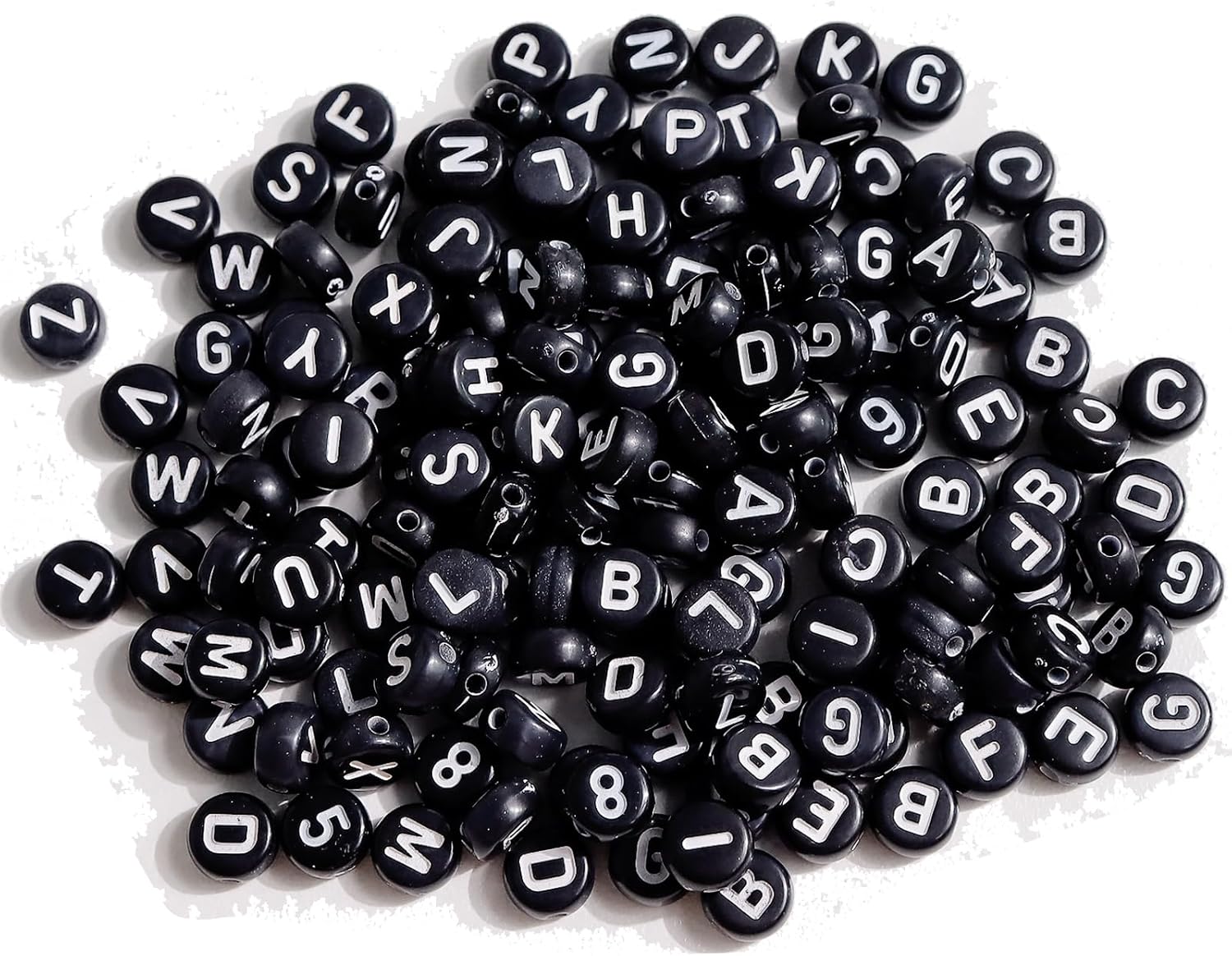 Long tiantian Kit de 1400 cuentas de letras negras, 28 estilos de cuentas del alfabeto para pulseras y fabricación de joyas