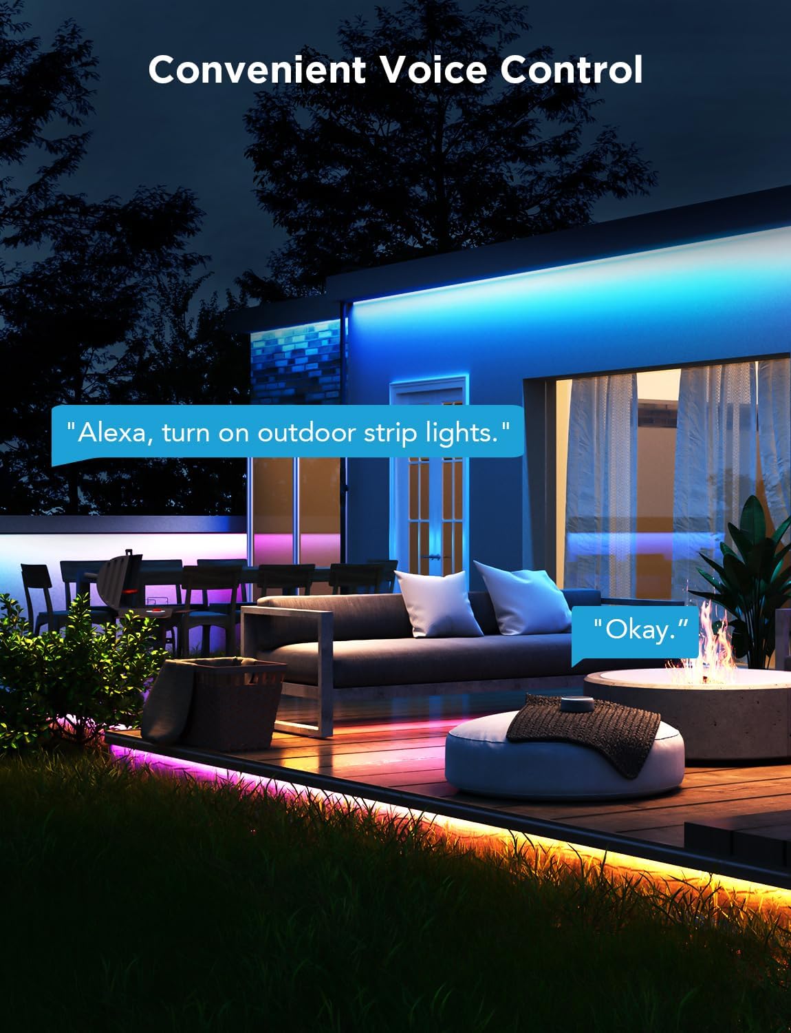Govee RGBIC Pro – Tira de luces para exteriores con blanco cálido y frío, 32.8 pies, WiFi para exteriores, luces LED impermeables para exteriores,