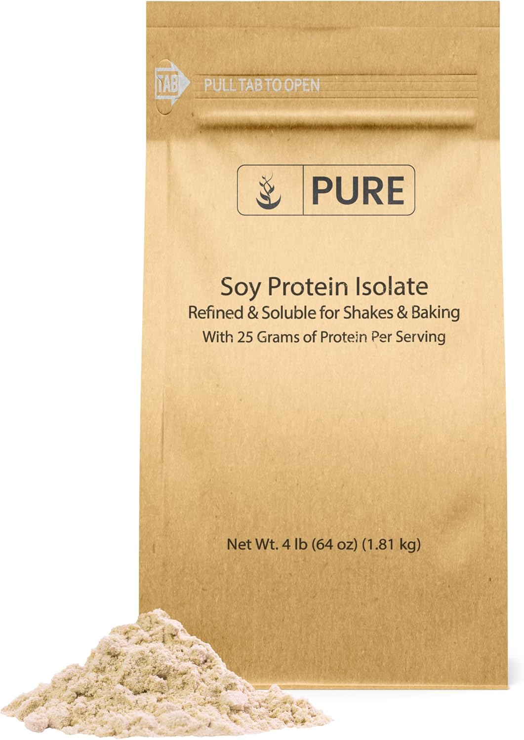 PURE ORIGINAL INGREDIENTS Aislado de proteína de soja (4 lb) siempre puro, sin rellenos ni aditivos