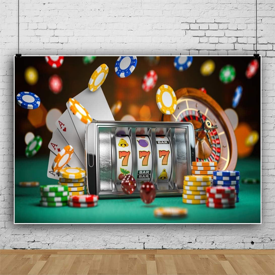 OERJU Telón de fondo de casino de 10 x 8 pies Las Vegas Nevada Casa de juego Bokeh Bargaining Chip Ruleta Rueda Lucky Card Game Fondo Subterráneo