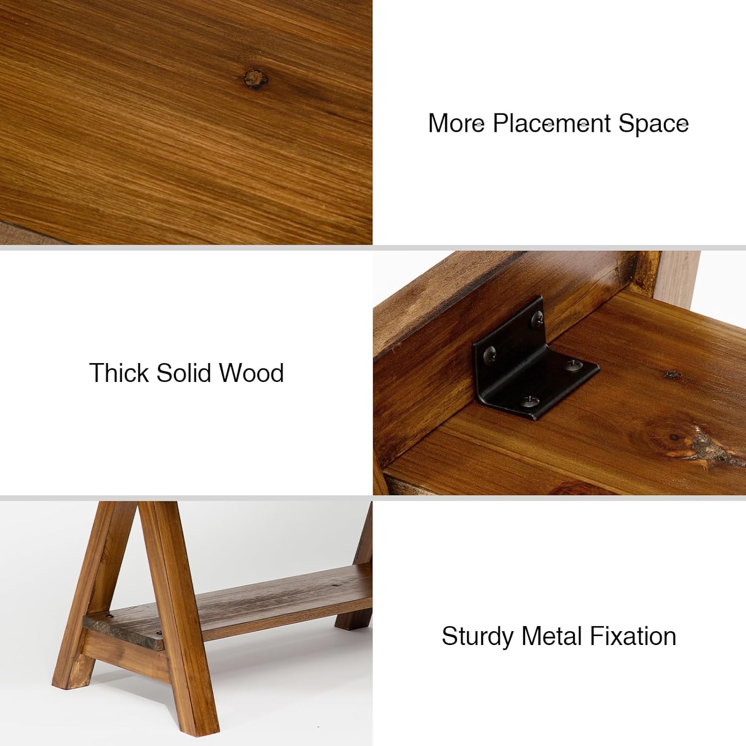 Wnutrees Banco de madera de granja, banco de almacenamiento rústico para interiores, entrada, sala de estar, comedor, construcción de madera maciza,