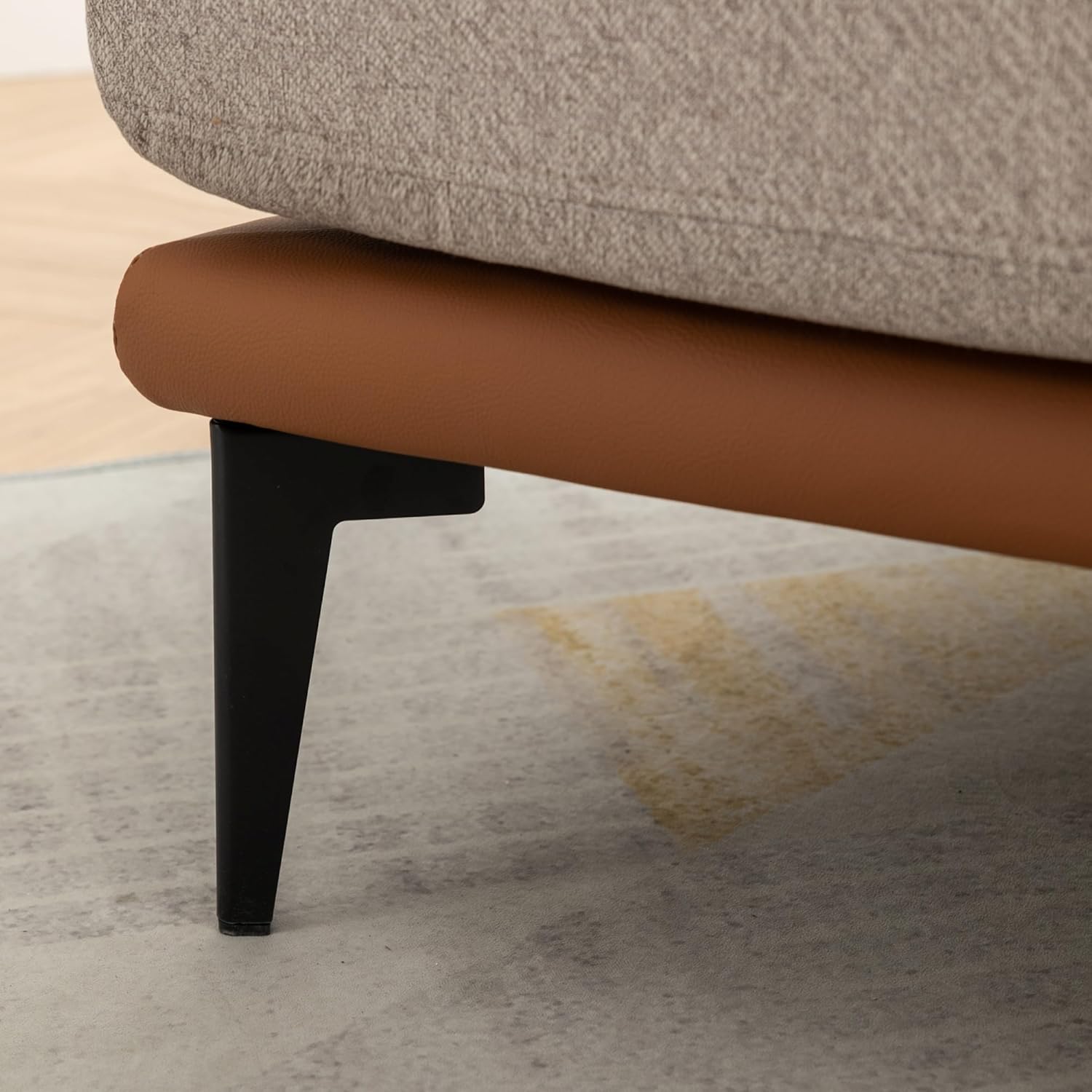 Silla moderna de dos tonos, cómoda silla redonda tapizada de lino para sala de estar y dormitorio, naranja quemado
