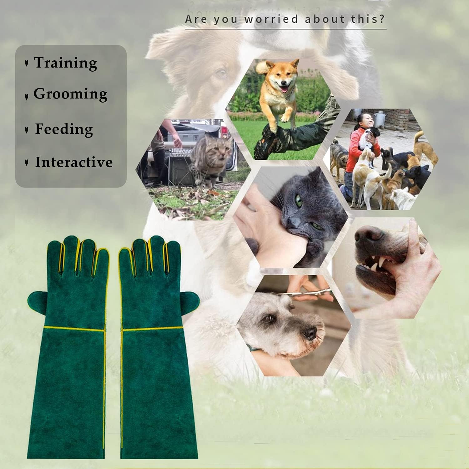 Guantes de trabajo antimordeduras, 23.6in, resistentes a las mordeduras, guantes de manipulación de animales para soldadura, jardinería, manipulación
