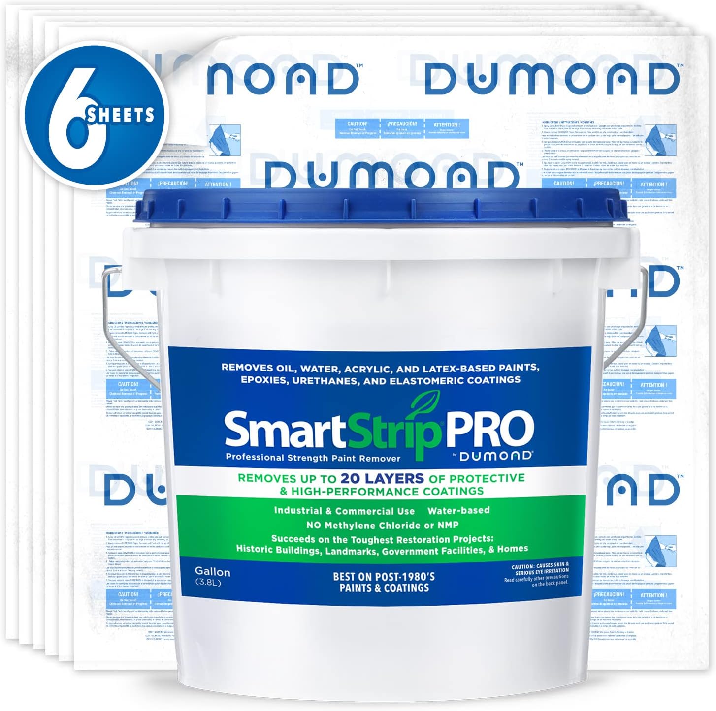 Paquete de descuento Smart Strip PRO  Incluye removedor de pintura Smart Strip PRO (1 galón), papel laminado Dumond (6 hojas), elimina hasta 20