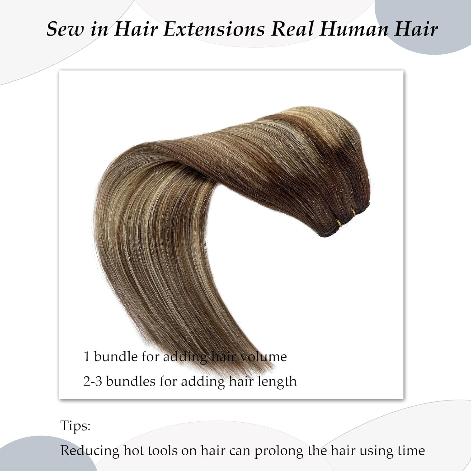 Extensiones de cabello humano real para coser, 20 pulgadas, extensiones de cabello humano de trama, 3.53 onzas, color marrón degradado, balayage,