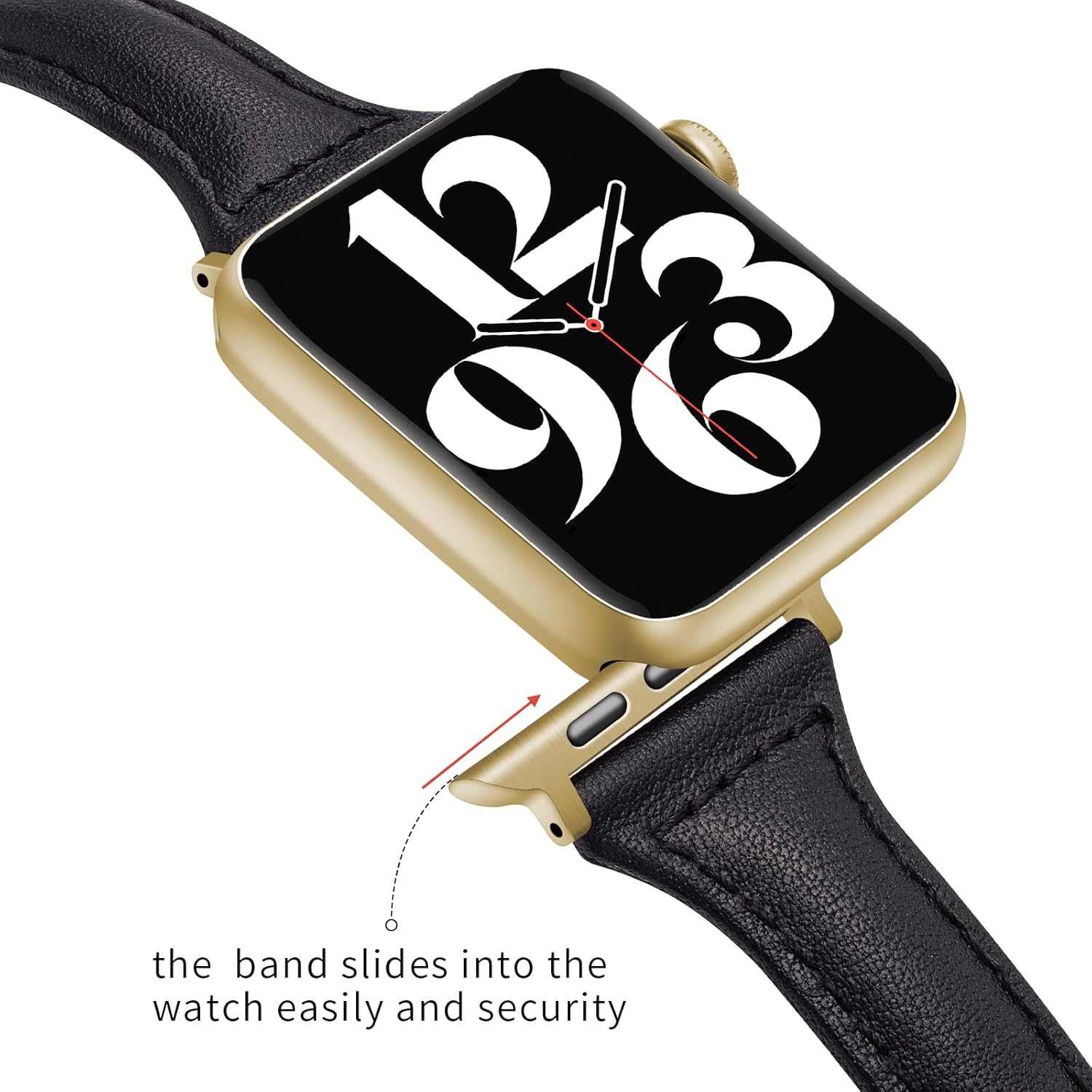 Paquete de 2 correas delgadas de cuero genuino compatibles con Apple Watch Band de 1.496 pulgadas, 1.575 pulgadas, 1.614 pulgadas, 1.654 pulgadas,