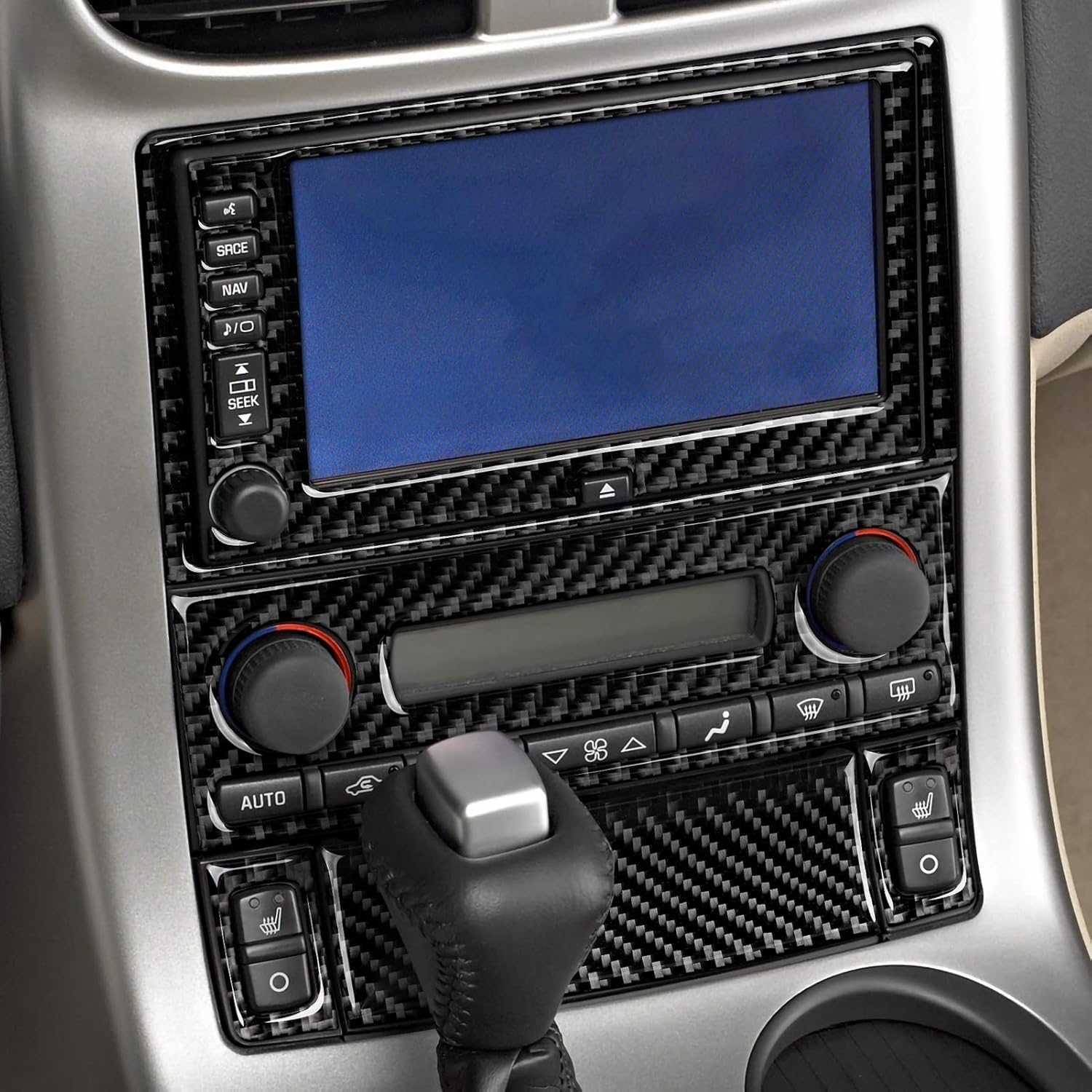 Adhesivo para panel de CD de consola central de automóvil, cubierta interior de fibra de carbono para Chevrolet Corvette C6 Z06  C6 ZR1  C6 Grand