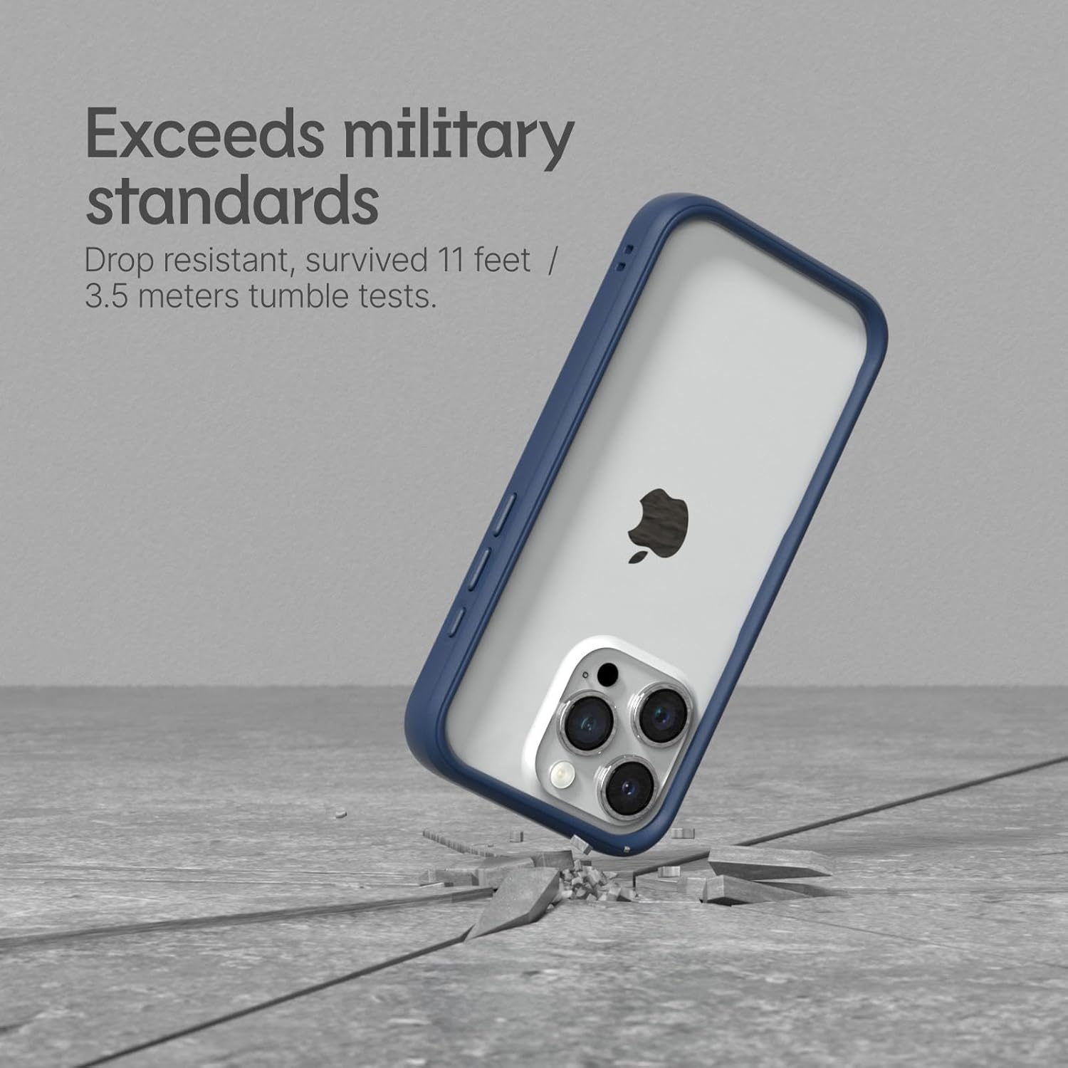 RhinoShield CrashGuard – Funda protectora de diseño delgado absorbente de golpes compatible con iPhone 15 Pro Max, protección contra caídas de 11
