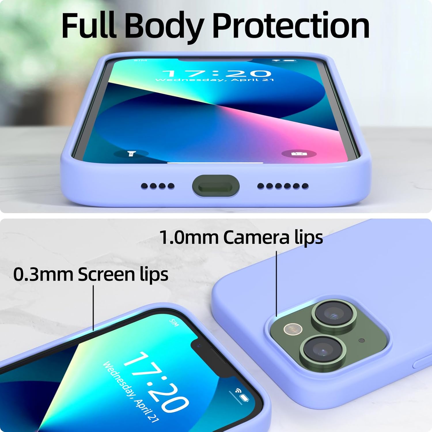Funda para iPhone 13 Mini, silicona líquida de alta calidad, protección contra caídas de cuerpo completo de grado militar forro de microfibra