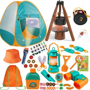 Juego de campamento para niños, 50 piezas con tienda de campaña y proyector espacial, juego de juguetes de fogata al aire libre para niños pequeños, Juego de campamento para niños, 50 piezas con tienda de campaña y proyector espacial, juego de juguetes de fogata al aire libre para niños pequeños,
