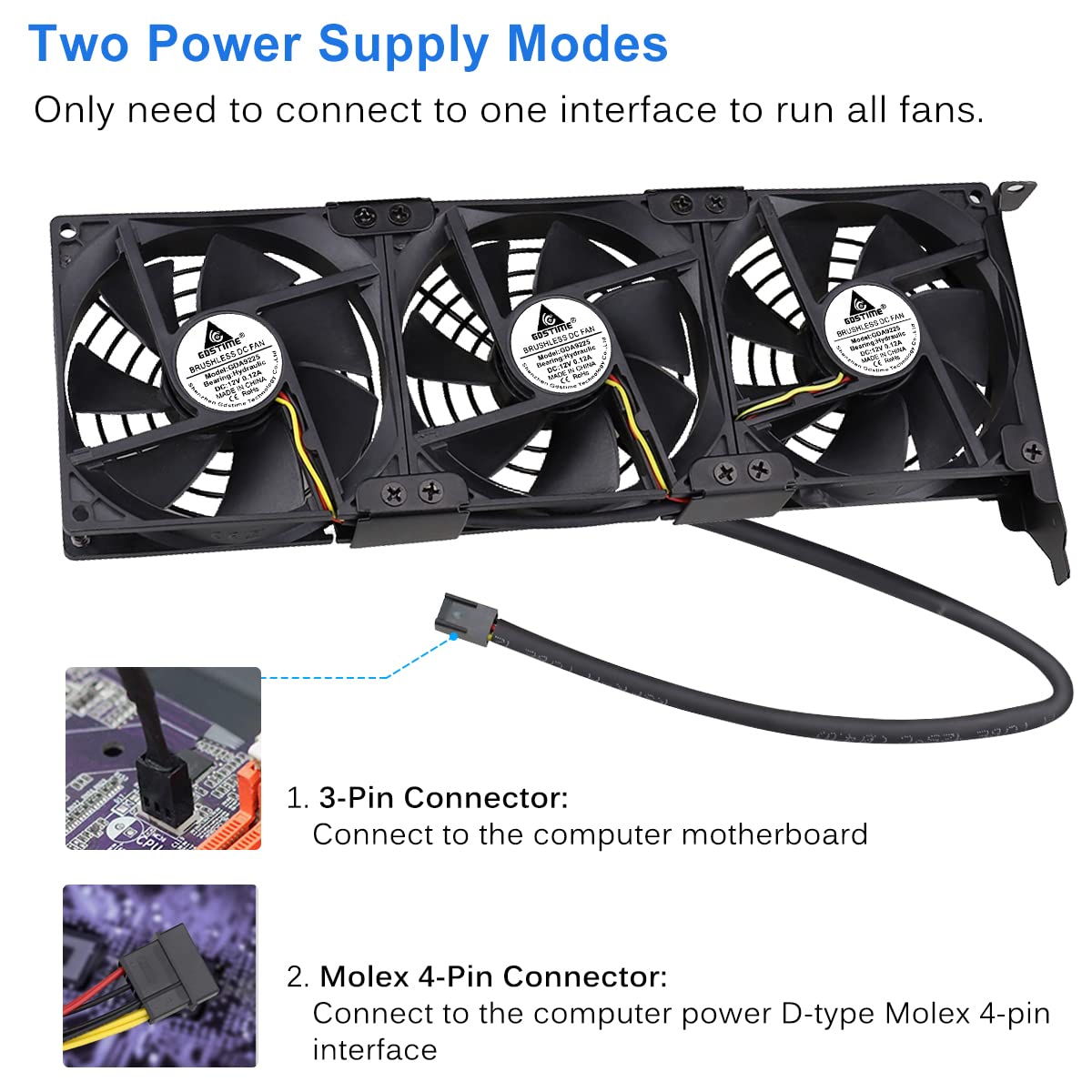 GDSTIME Ventiladores de tarjeta gráfica, ranura PCI 0.118 x 3.543 in 3.622 in, ventilador de tarjeta gráfica, enfriador de tarjeta de video,