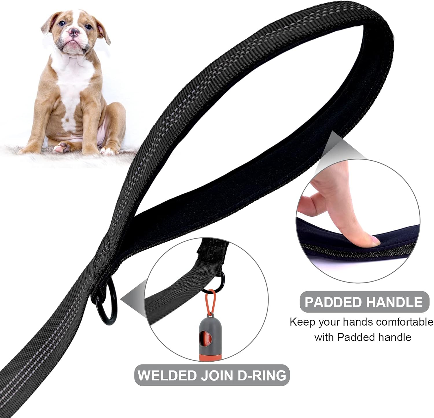 Divisor de dos correas para perros con correa de nailon de 5 pies