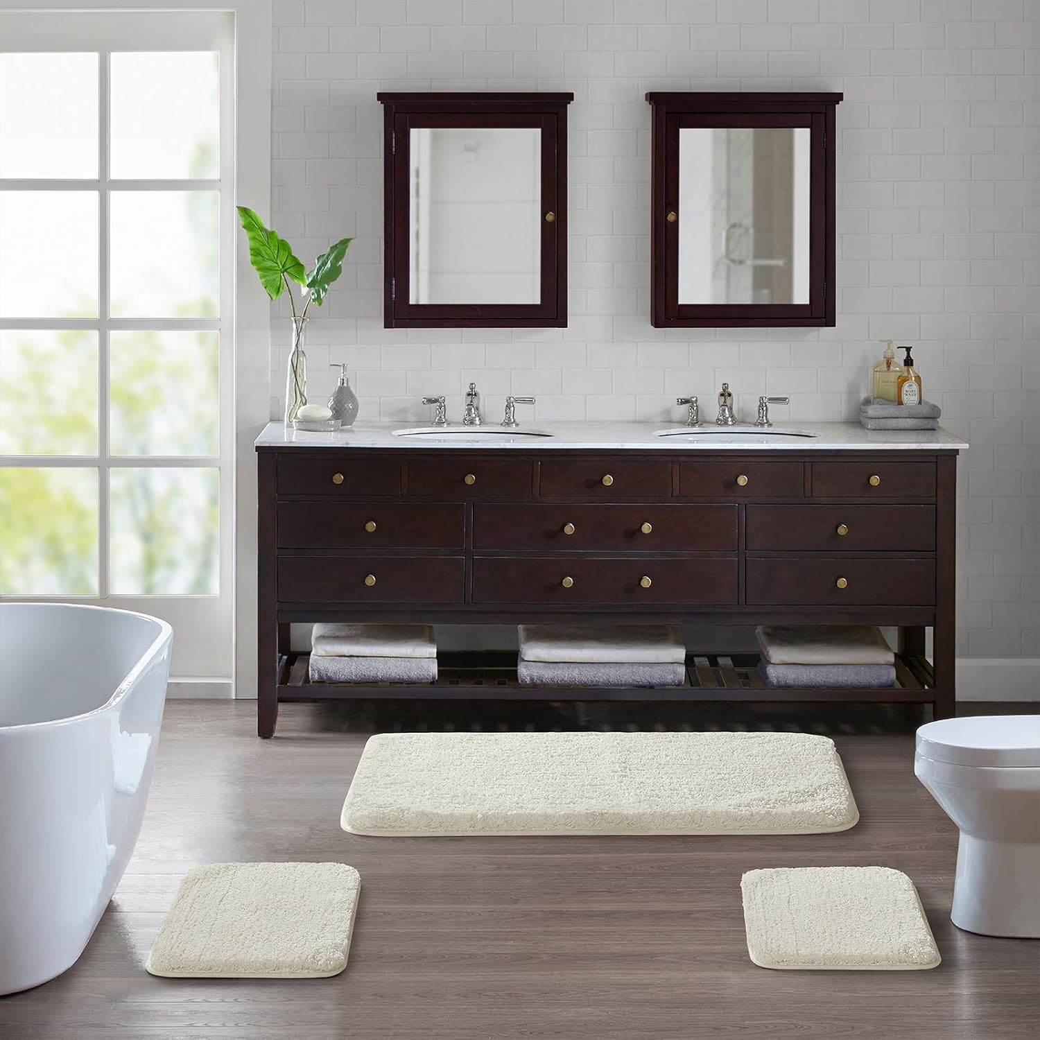 Suchtale – Alfombra peluda de microfibra suave para baño, antideslizante, absorbe el agua, lavable a máquina, alfombra de felpa gruesa para ducha